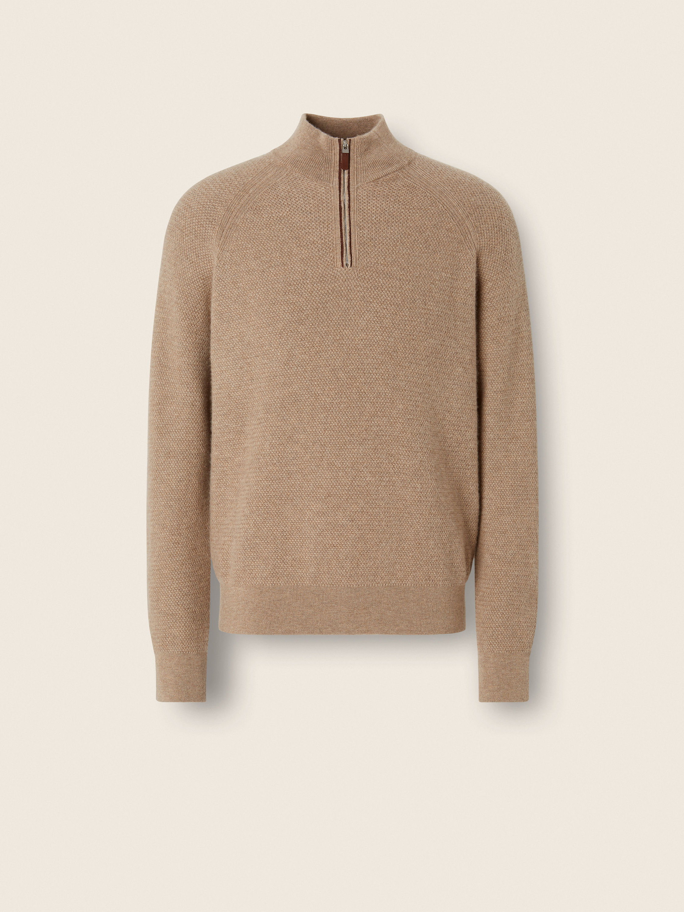 Light Beige Mélange Oasi Cashmere Zip Mock Sweater Main product photo