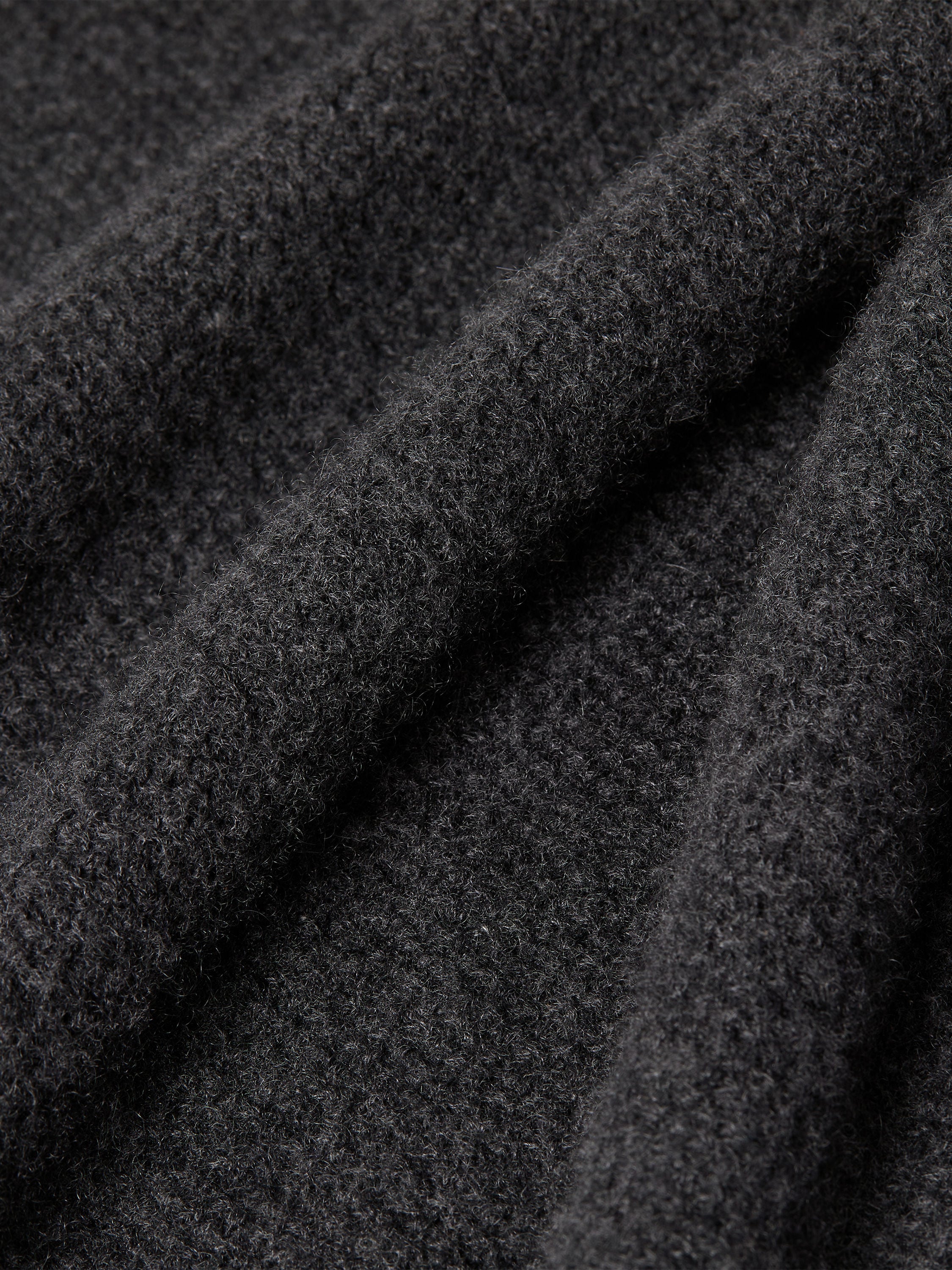 Dark Grey Mélange Oasi Cashmere Zip Mock Sweater Product detail photo #4