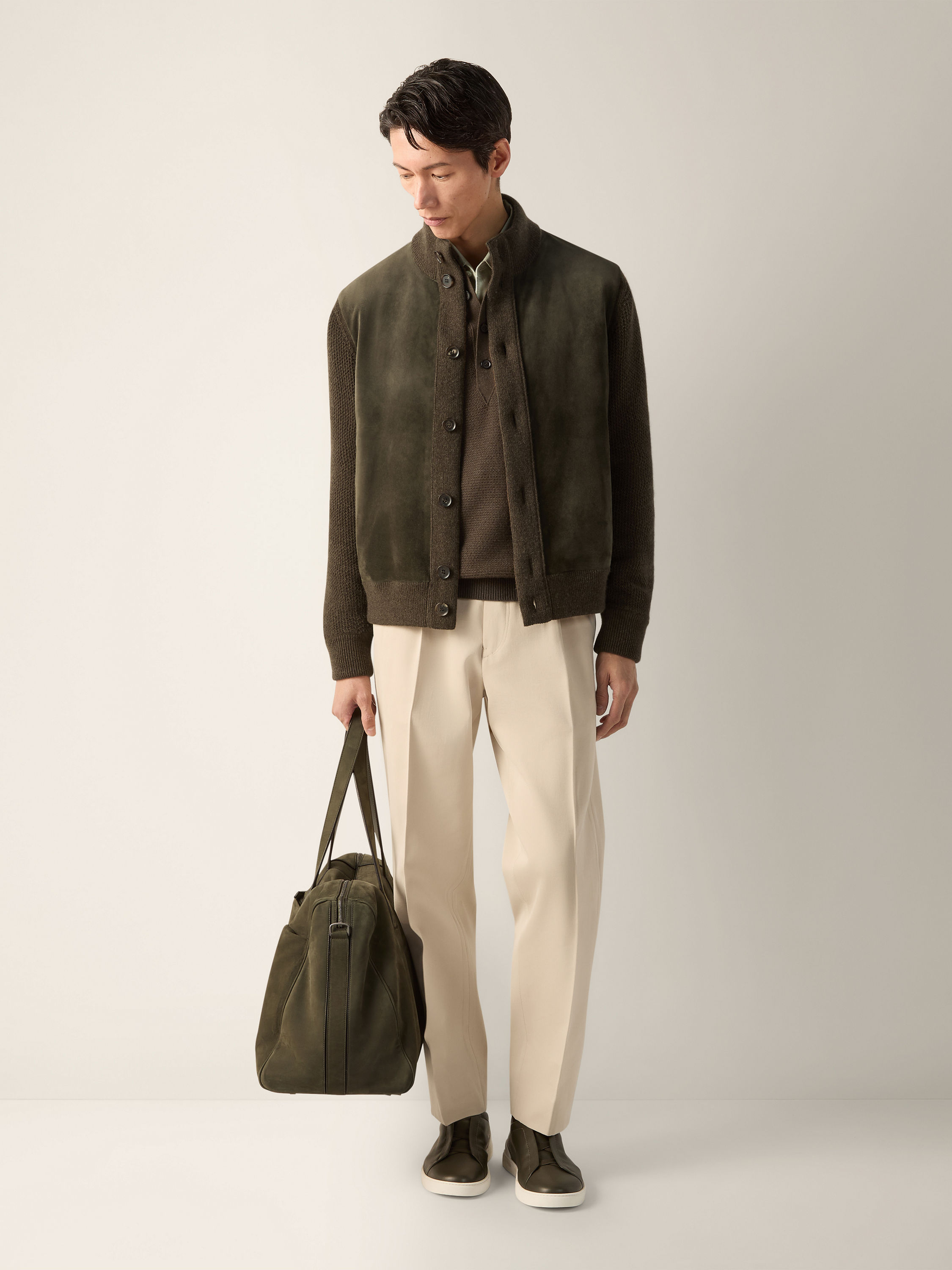 Dark Olive Green Oasi Cashmere Blouson Product detail photo #2