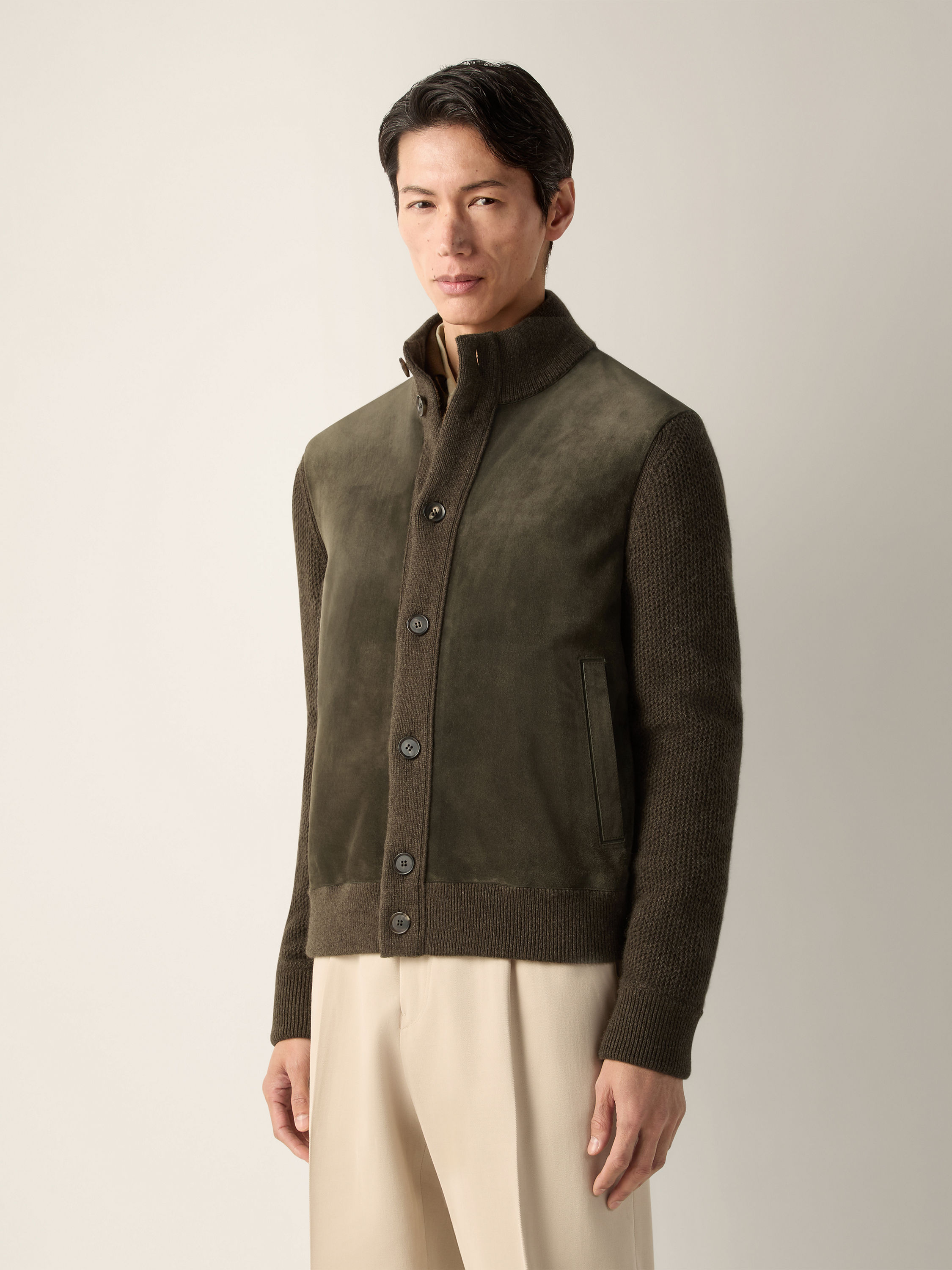 Dark Olive Green Oasi Cashmere Blouson Product detail photo #3