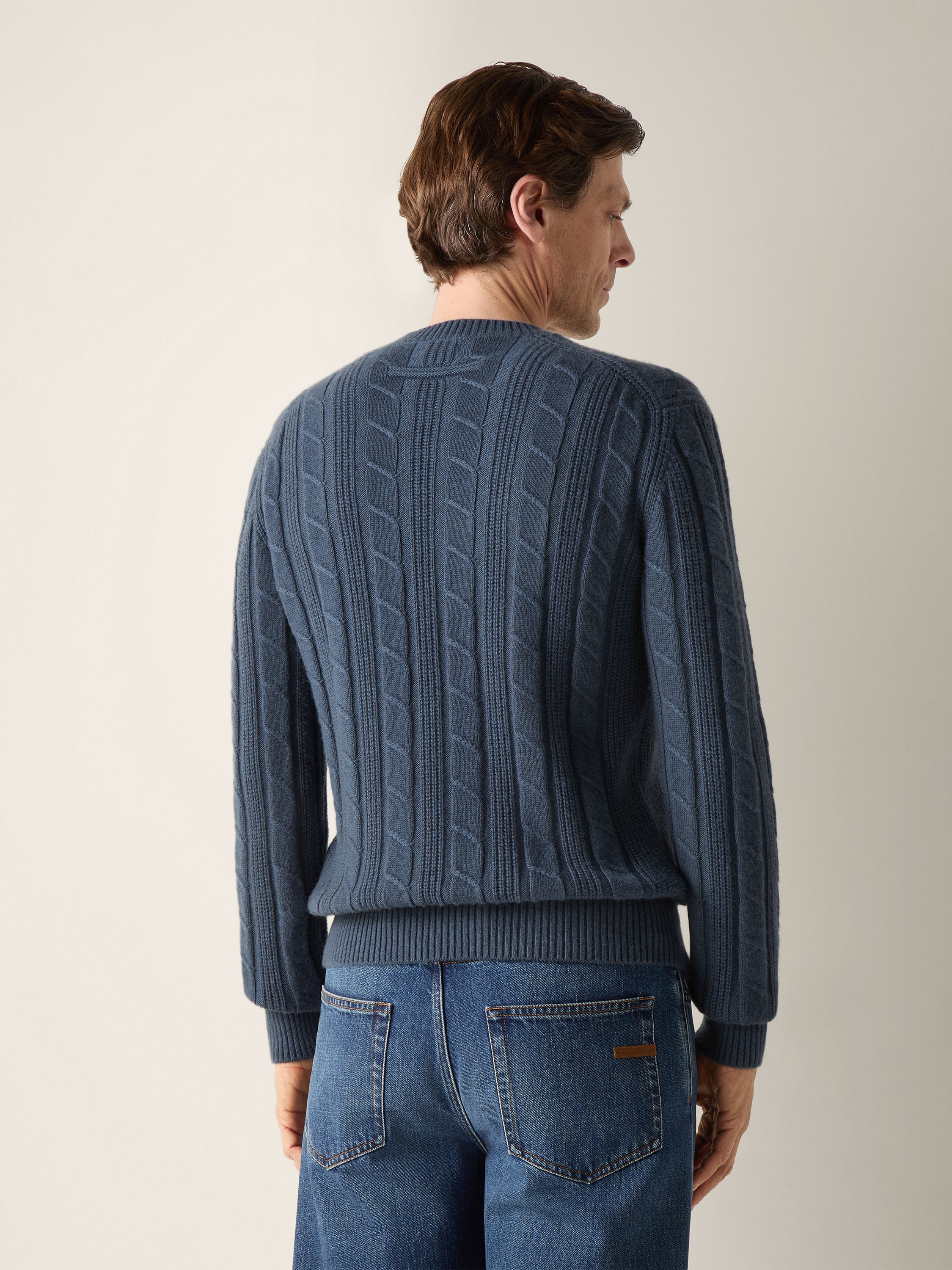 Light Blue Mélange Oasi Cashmere Crewneck Product detail photo #5