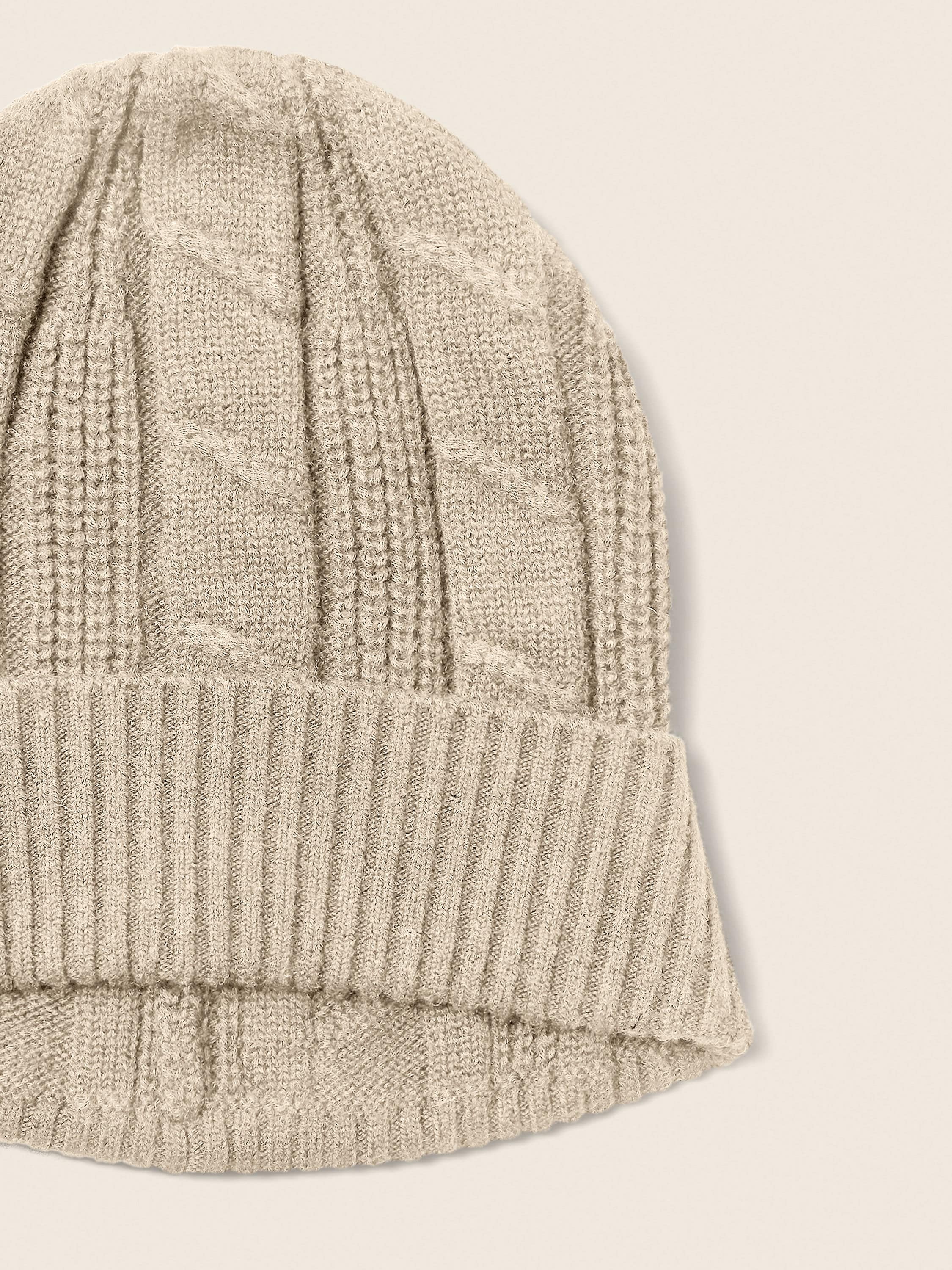 Cream White Mélange Oasi Cashmere Beanie Product detail photo #1