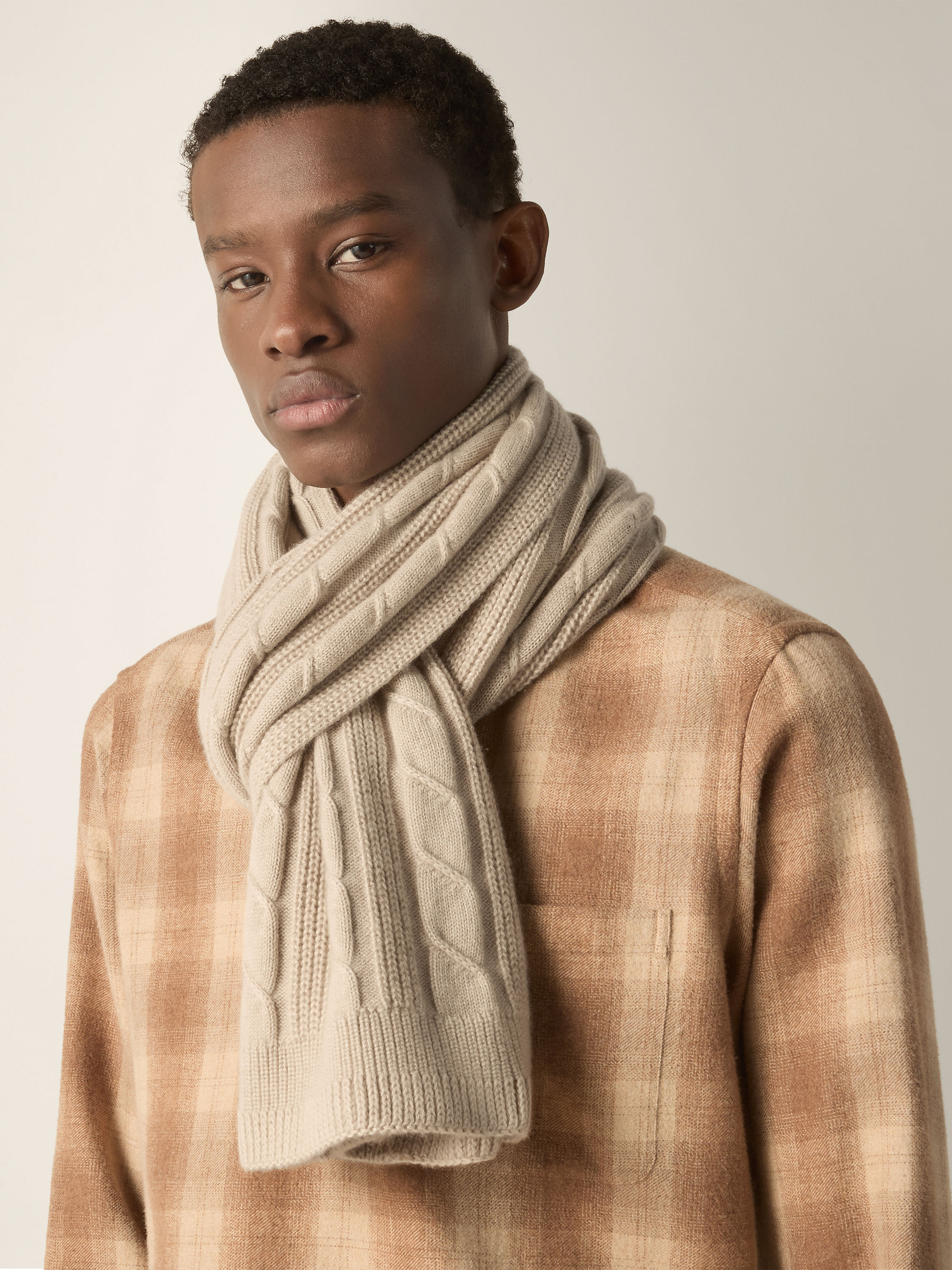 Cream White Mélange Oasi Cashmere Scarf Product detail photo #2