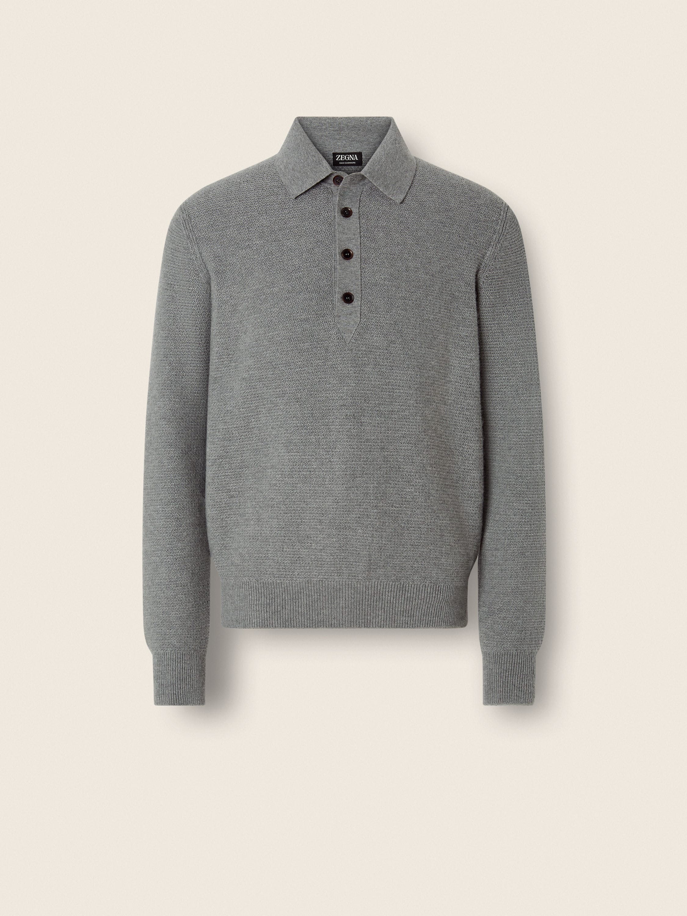 Grey Mélange Oasi Cashmere Polo Shirt Main product photo