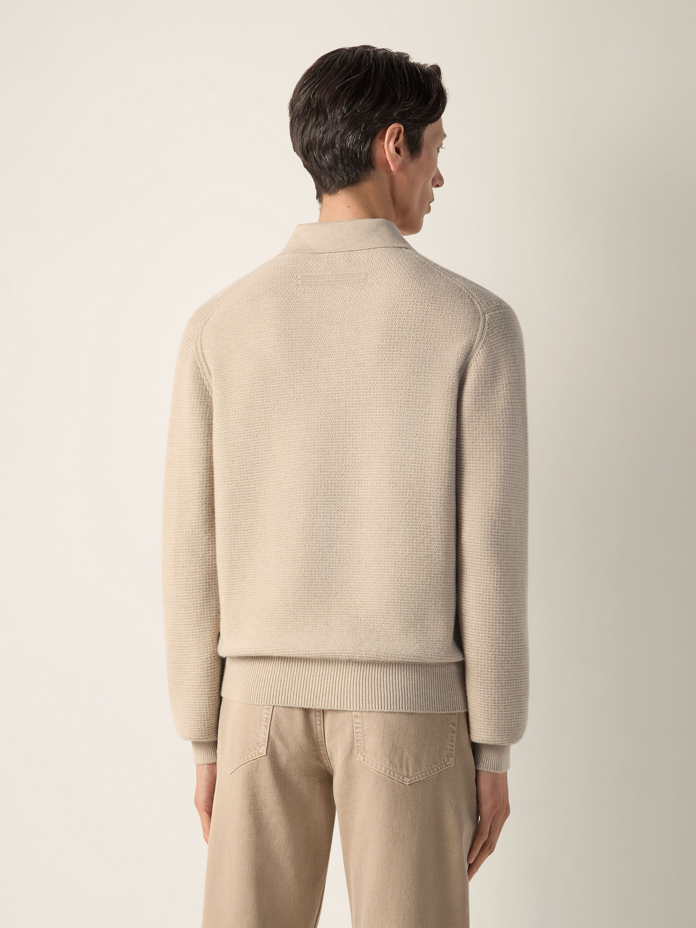 混奶白色 Oasi Cashmere 绿洲羊绒 Polo 衫 产品细节图 #5