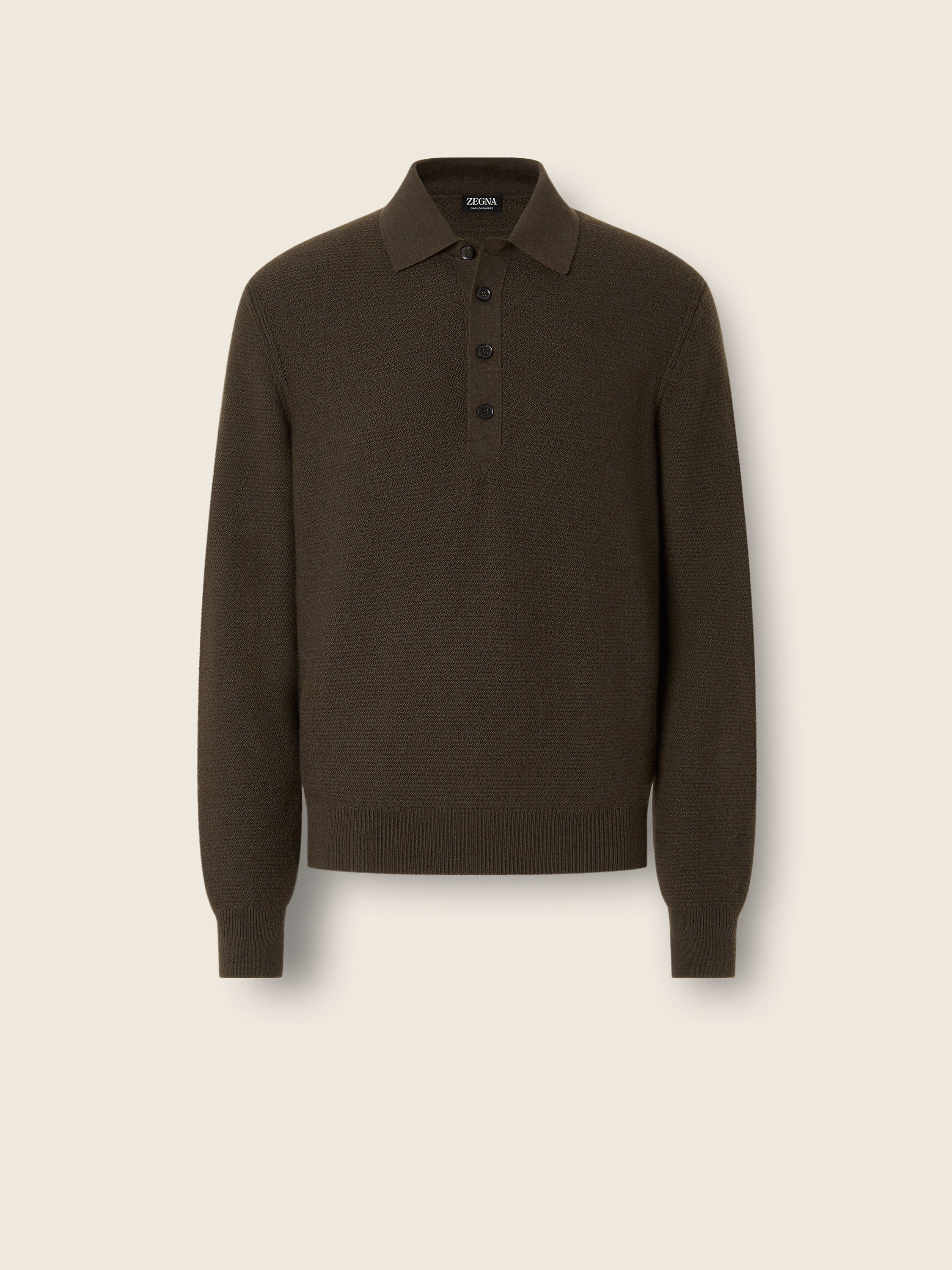 混深橄榄绿 Oasi Cashmere 绿洲羊绒 Polo 衫 产品主图
