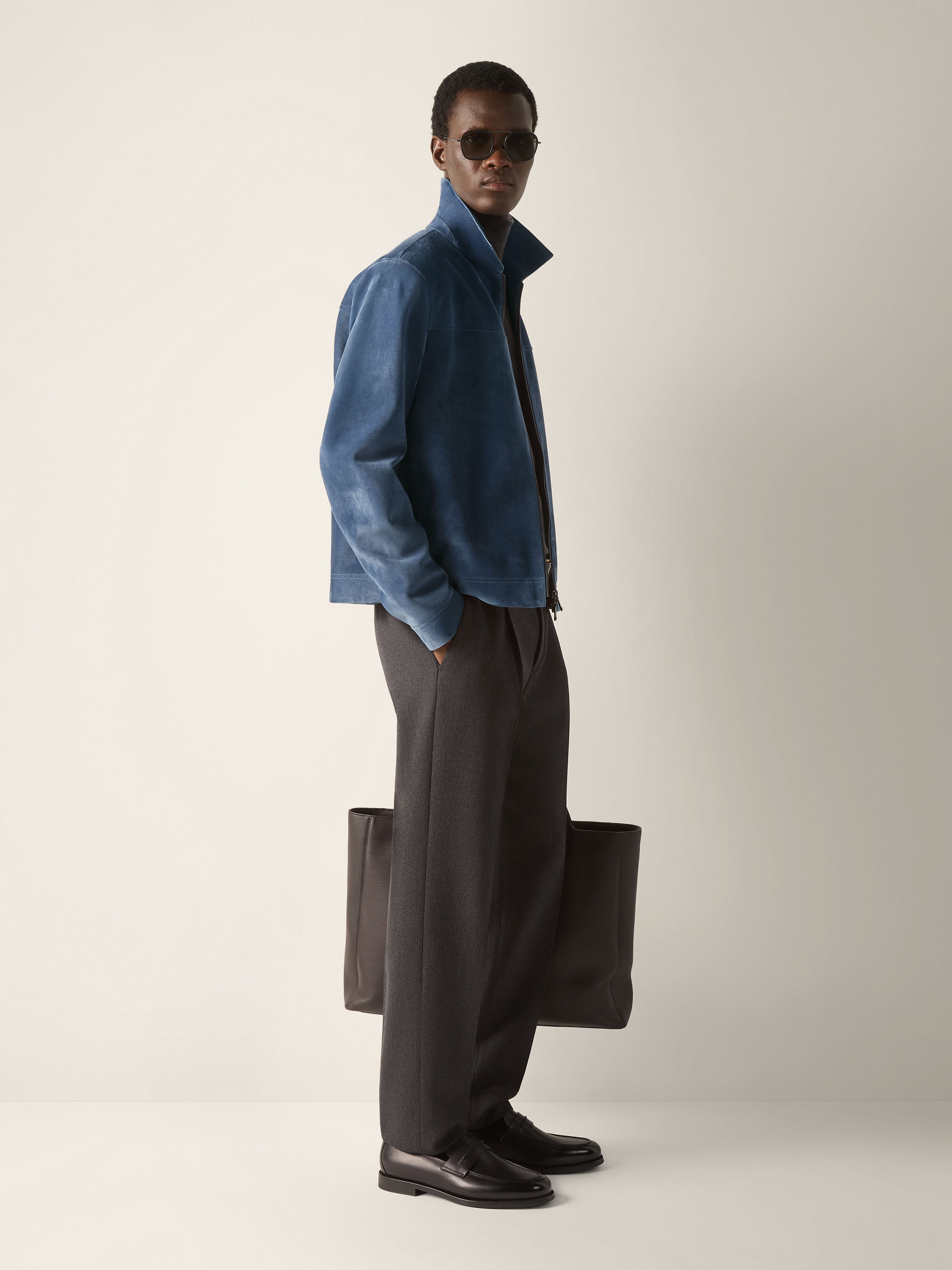 Light Blue Suede Blouson Product detail photo #1