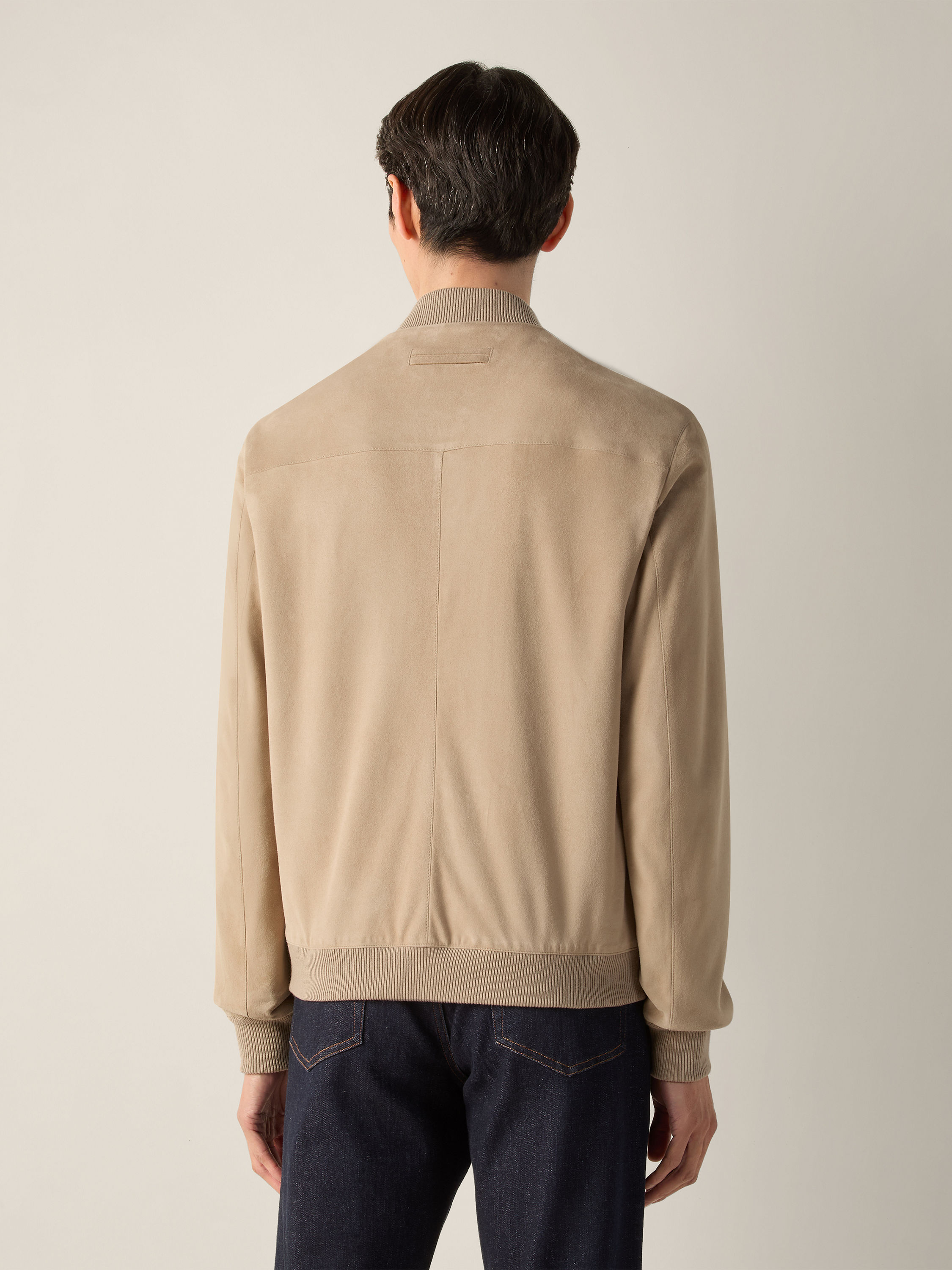 Light Taupe Suede Bomber Product detail photo #5