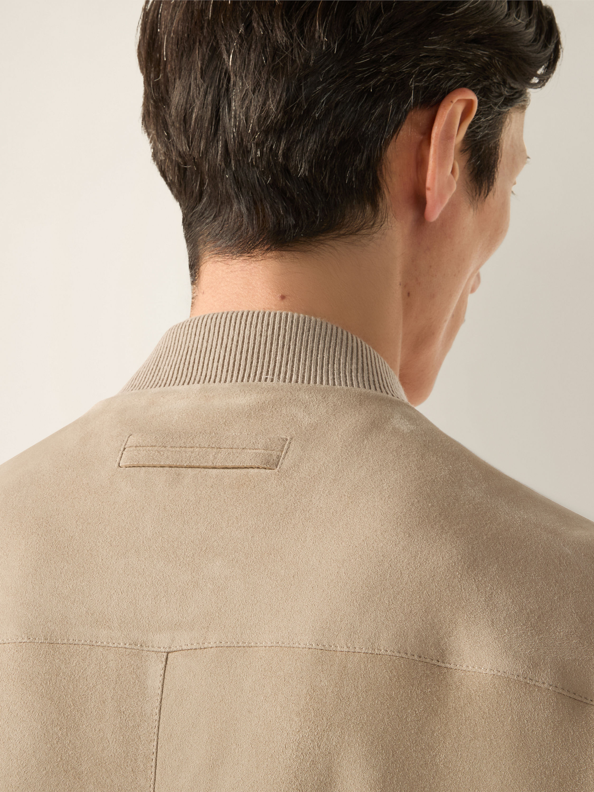 Light Taupe Suede Bomber Product detail photo #2