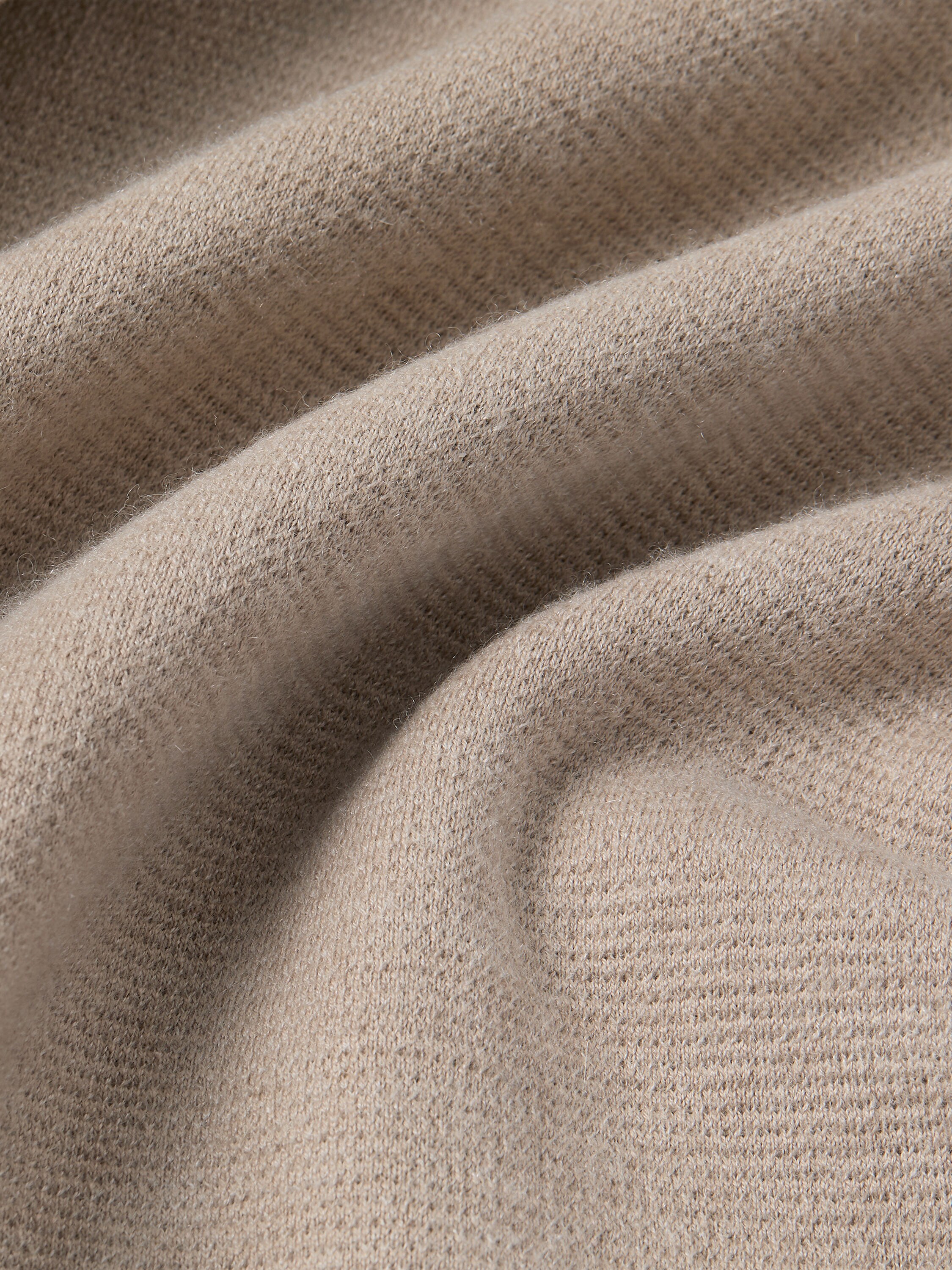 Light Taupe Mélange Cashmere and Cotton Full Zip Hoodie Product detail photo #4
