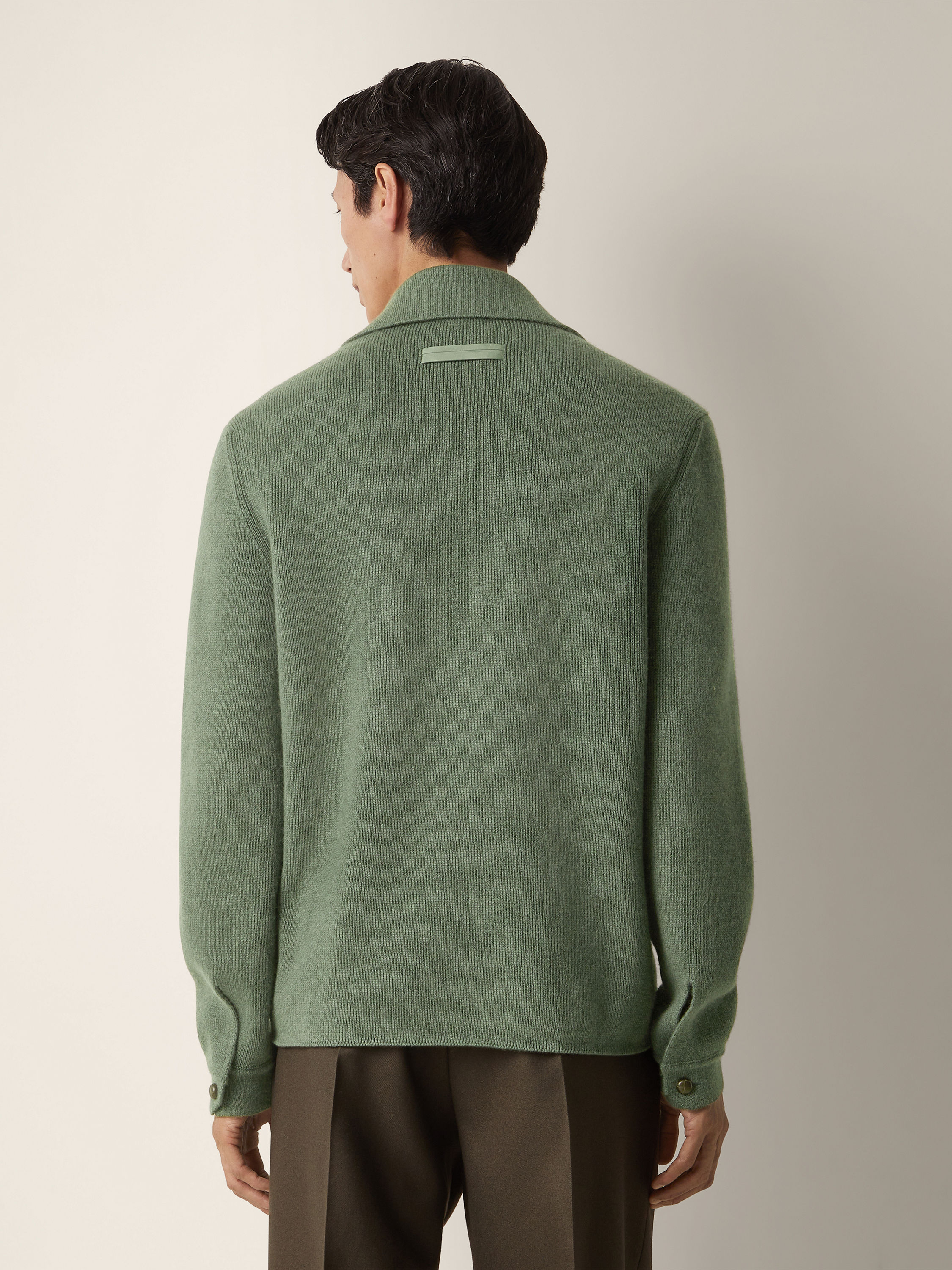 Light Green Mélange Oasi Cashmere Polo Shirt Product detail photo #4