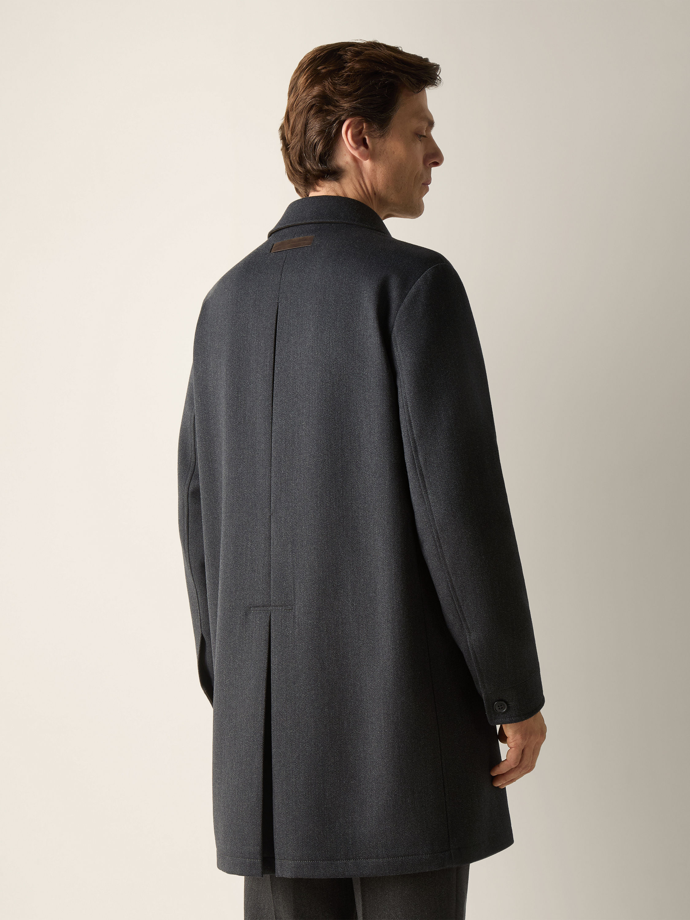 Black Mélange Wool and Cashmere Trench Coat Product detail photo #5