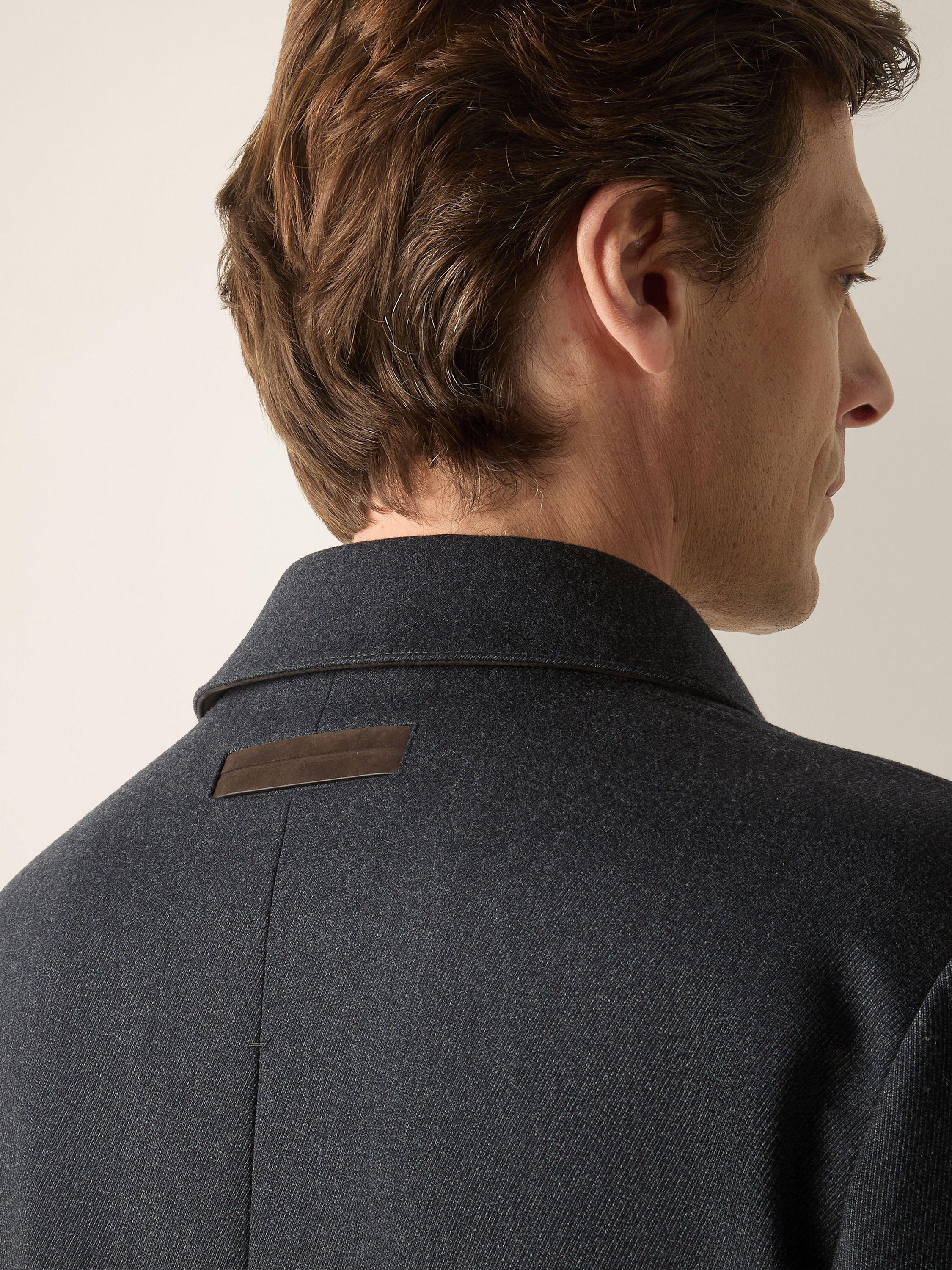 Black Mélange Wool and Cashmere Trench Coat Product detail photo #2