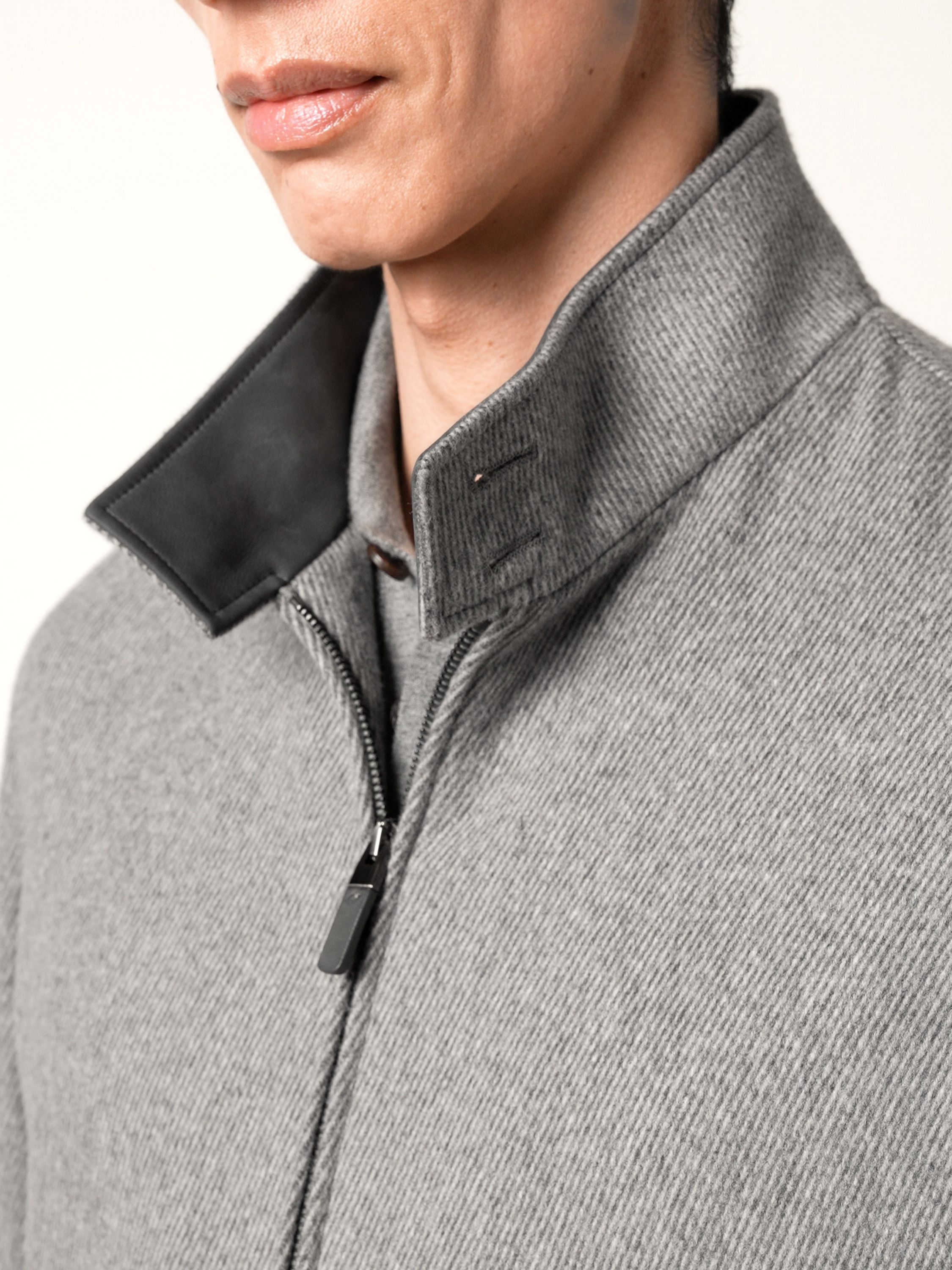 Grey Mélange Wool and Cashmere Blouson