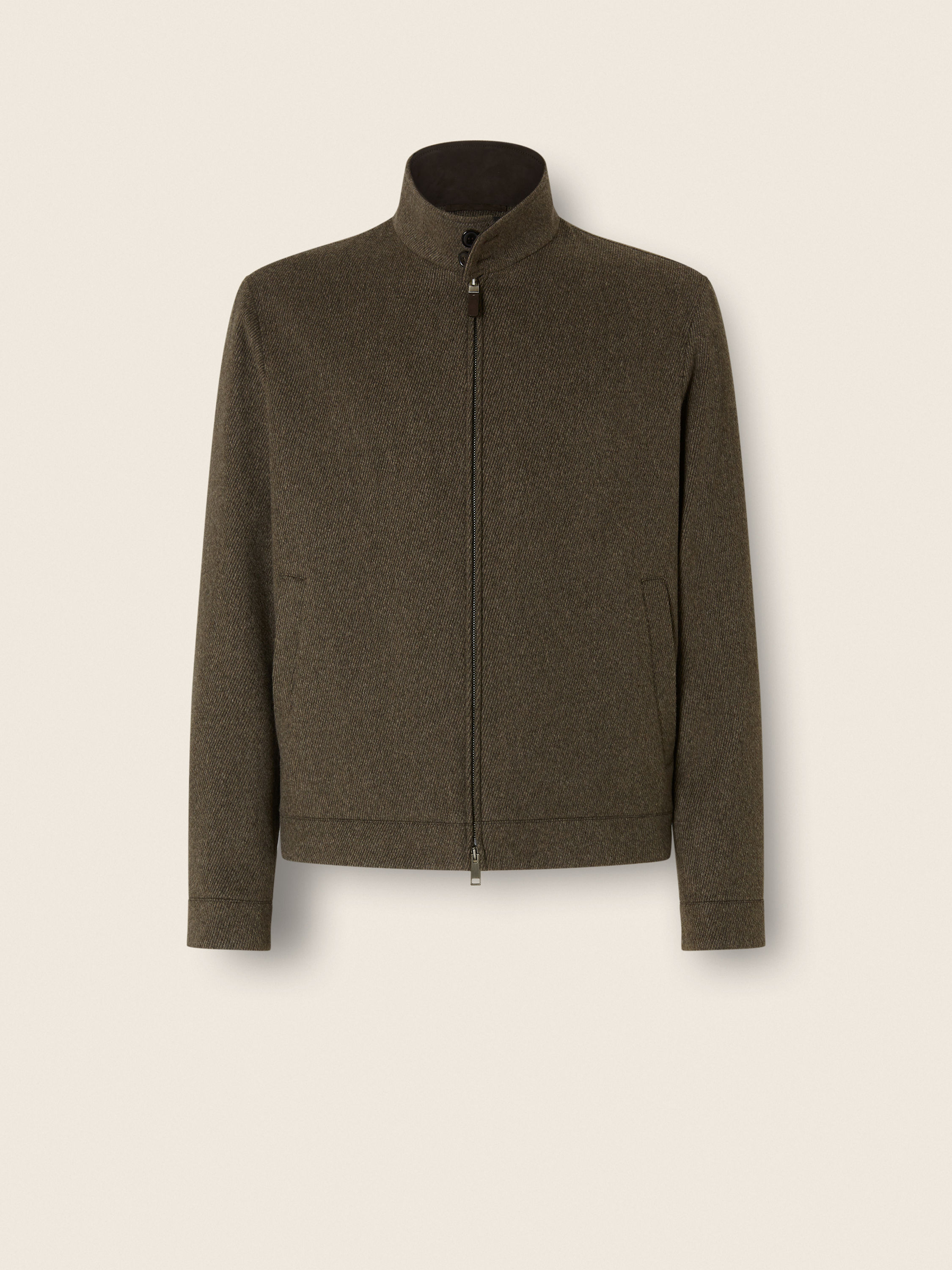 Dark Olive Green Mélange Wool and Cashmere Blouson Main product photo