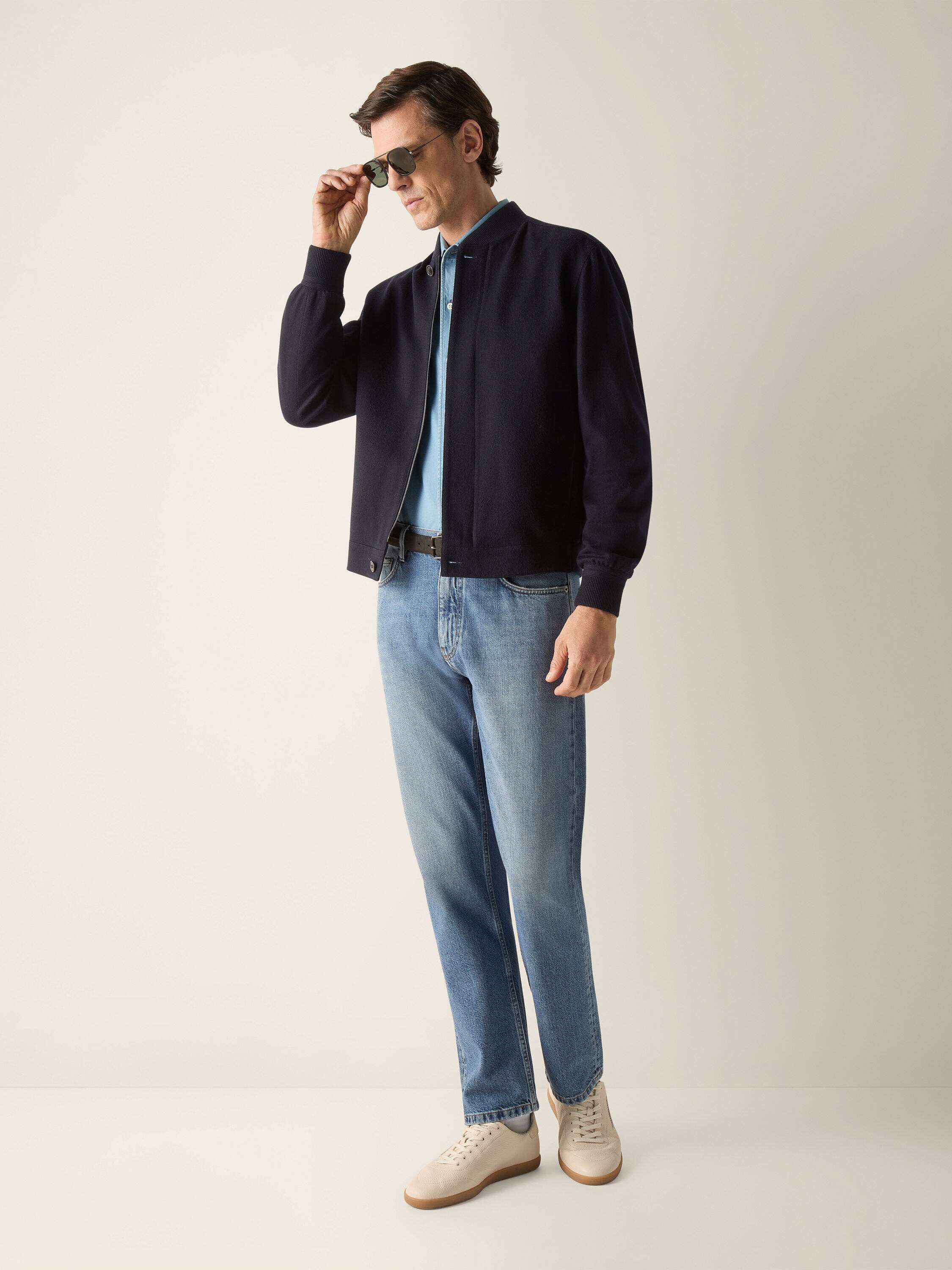 Navy Blue Oasi Cashmere Elements Bomber Product detail photo #1