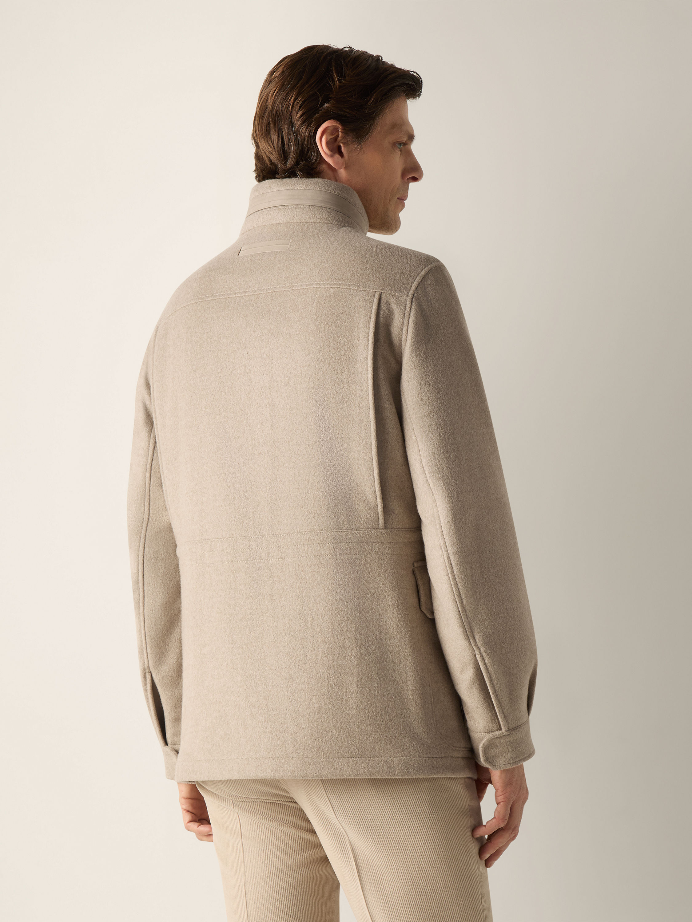 Light Taupe Mélange Oasi Cashmere Elements Car Coat Product detail photo #5