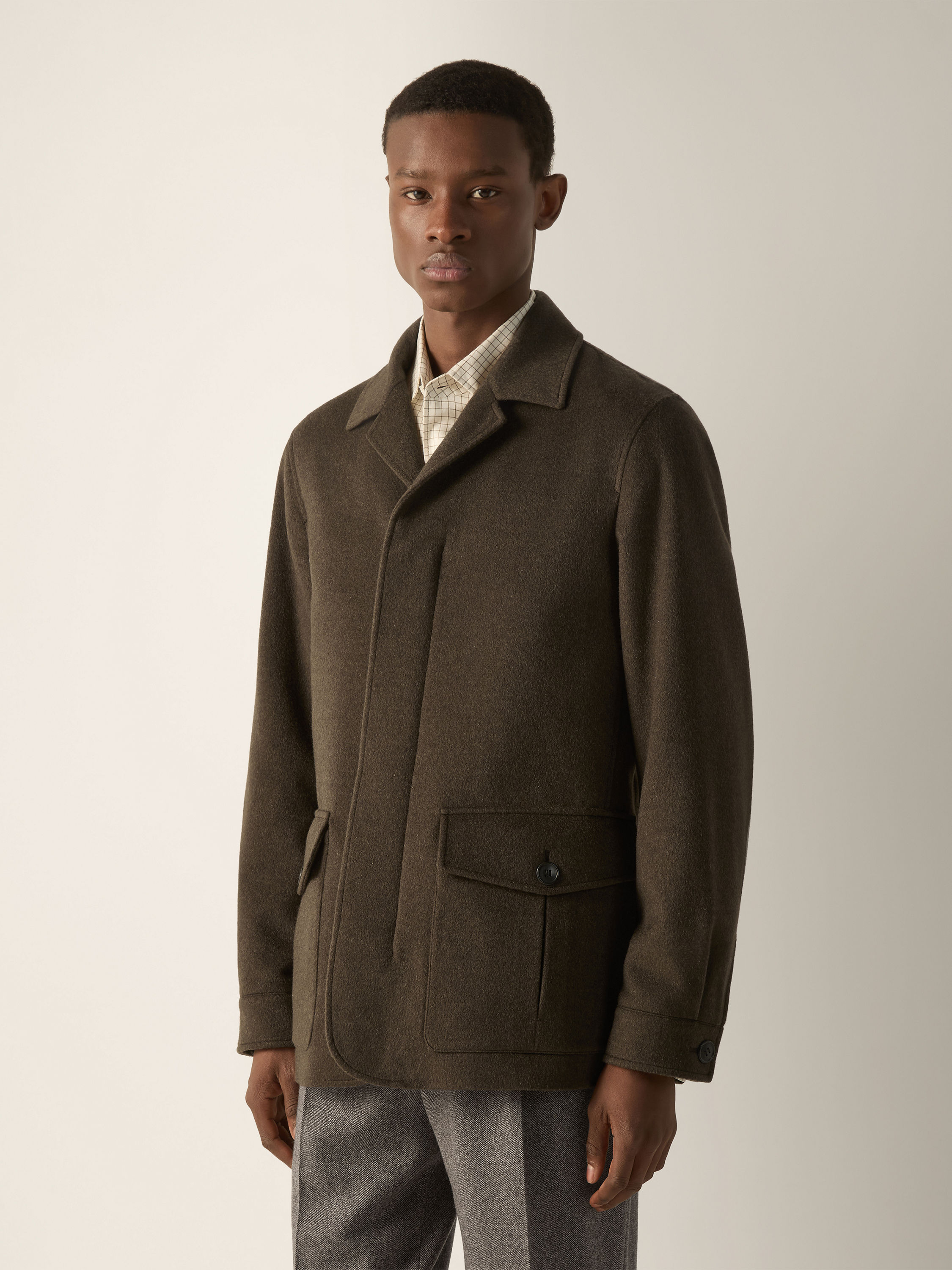 Dark Olive Green Oasi Cashmere Elements Falcon Jacket Product detail photo #3