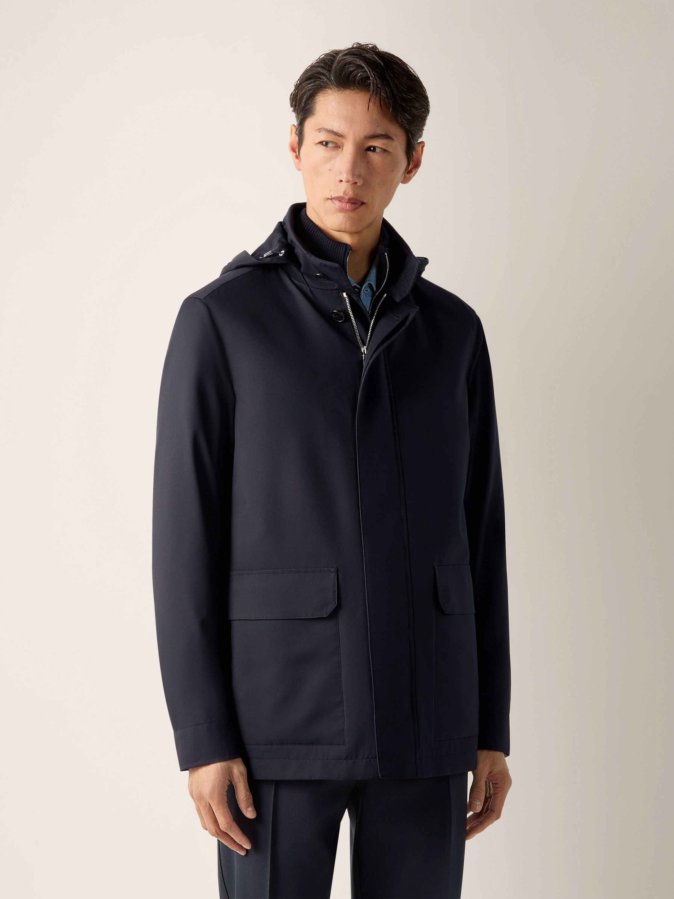 Navy Blue Microfiber Motorin 300cc Car Coat Product detail photo #3