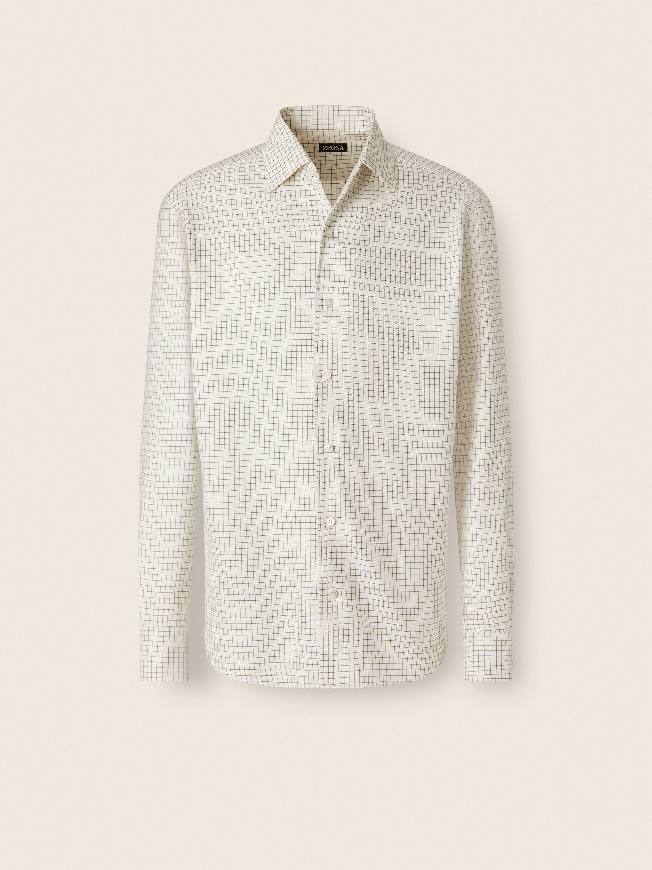 White and Dark Olive Green Silk Shirt Main product photo