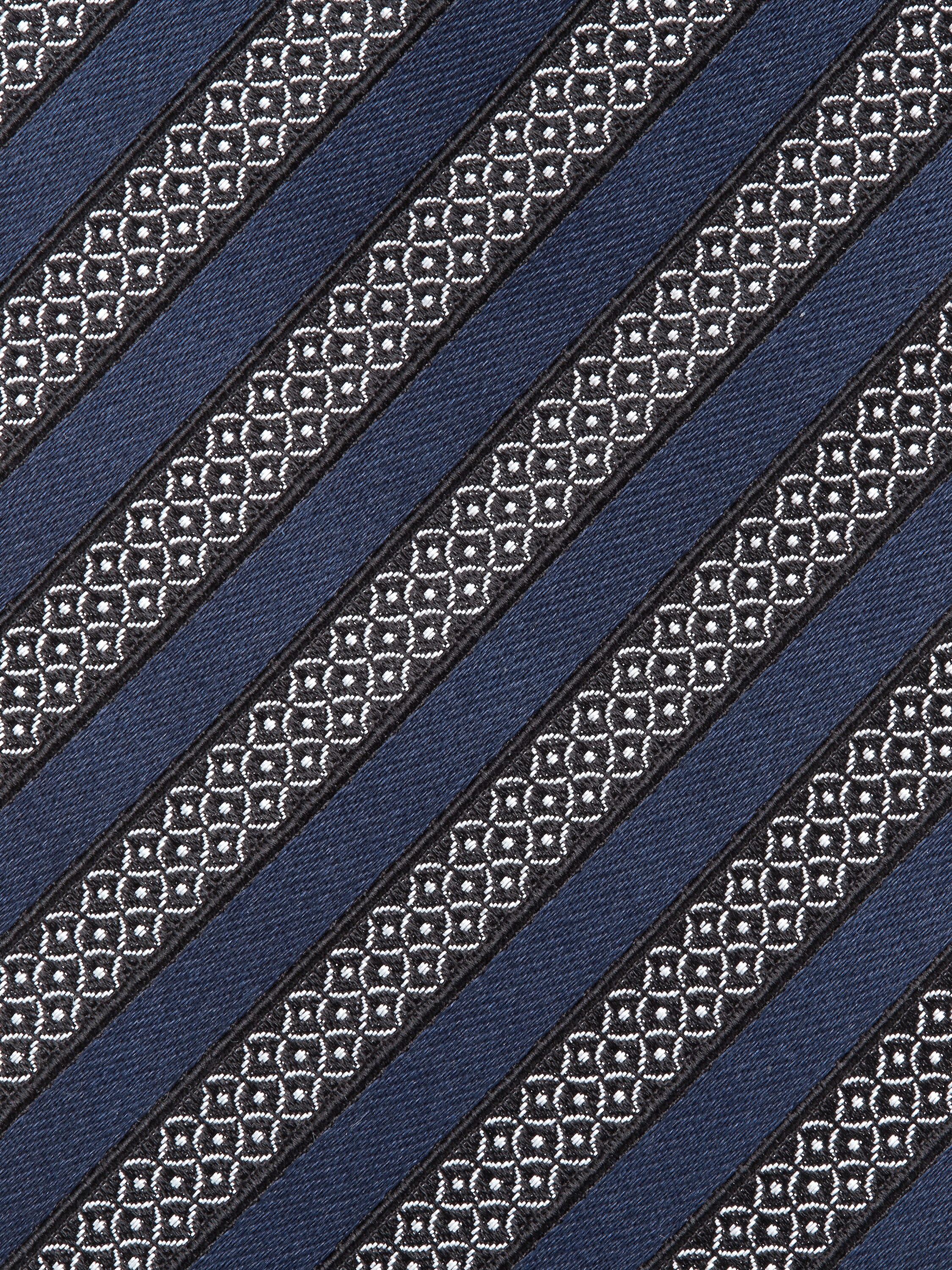 午夜蓝桑蚕丝及棉混纺领带 產品細節圖 #1