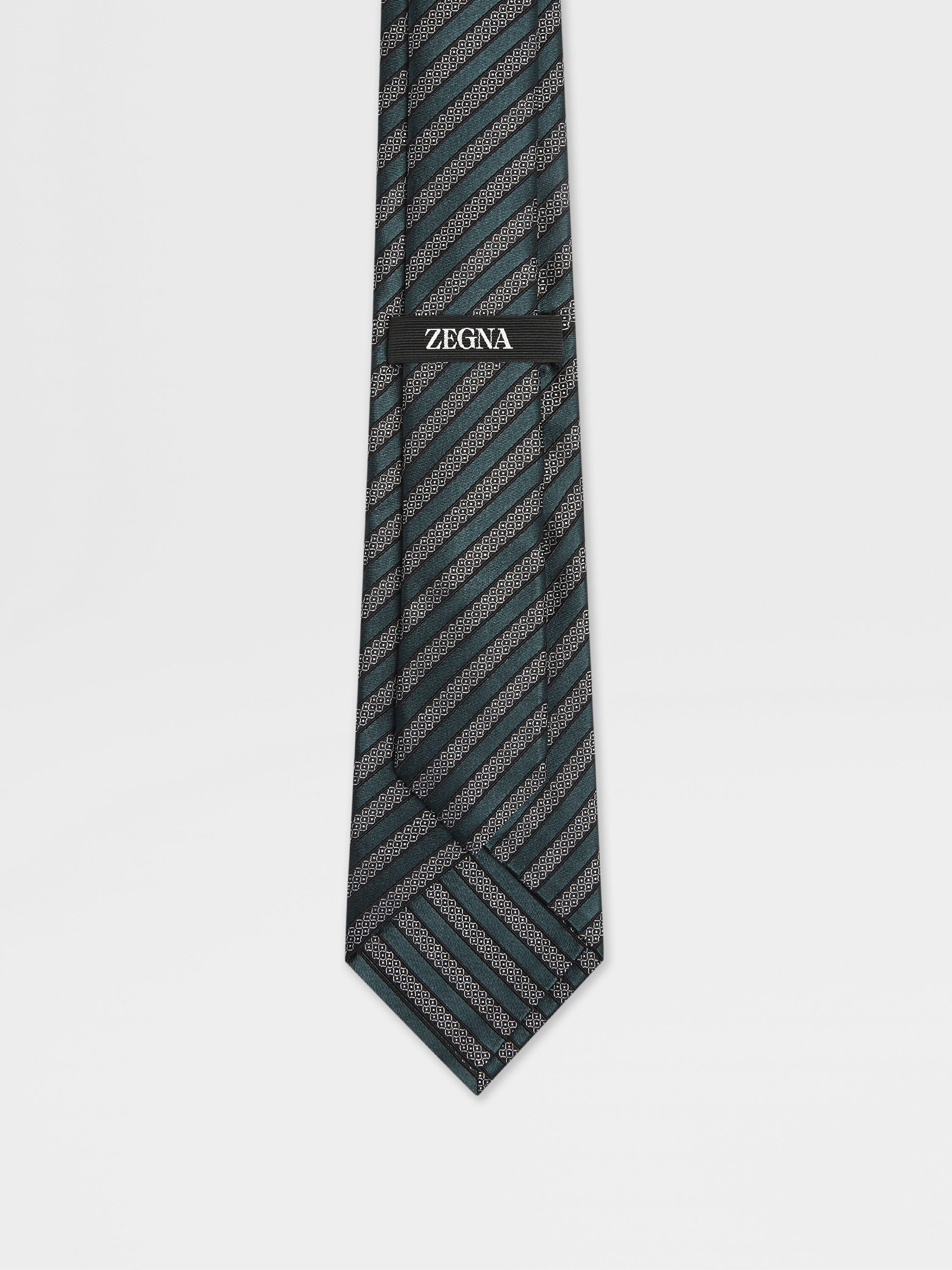 深绿色桑蚕丝及棉混纺领带 產品細節圖 #2