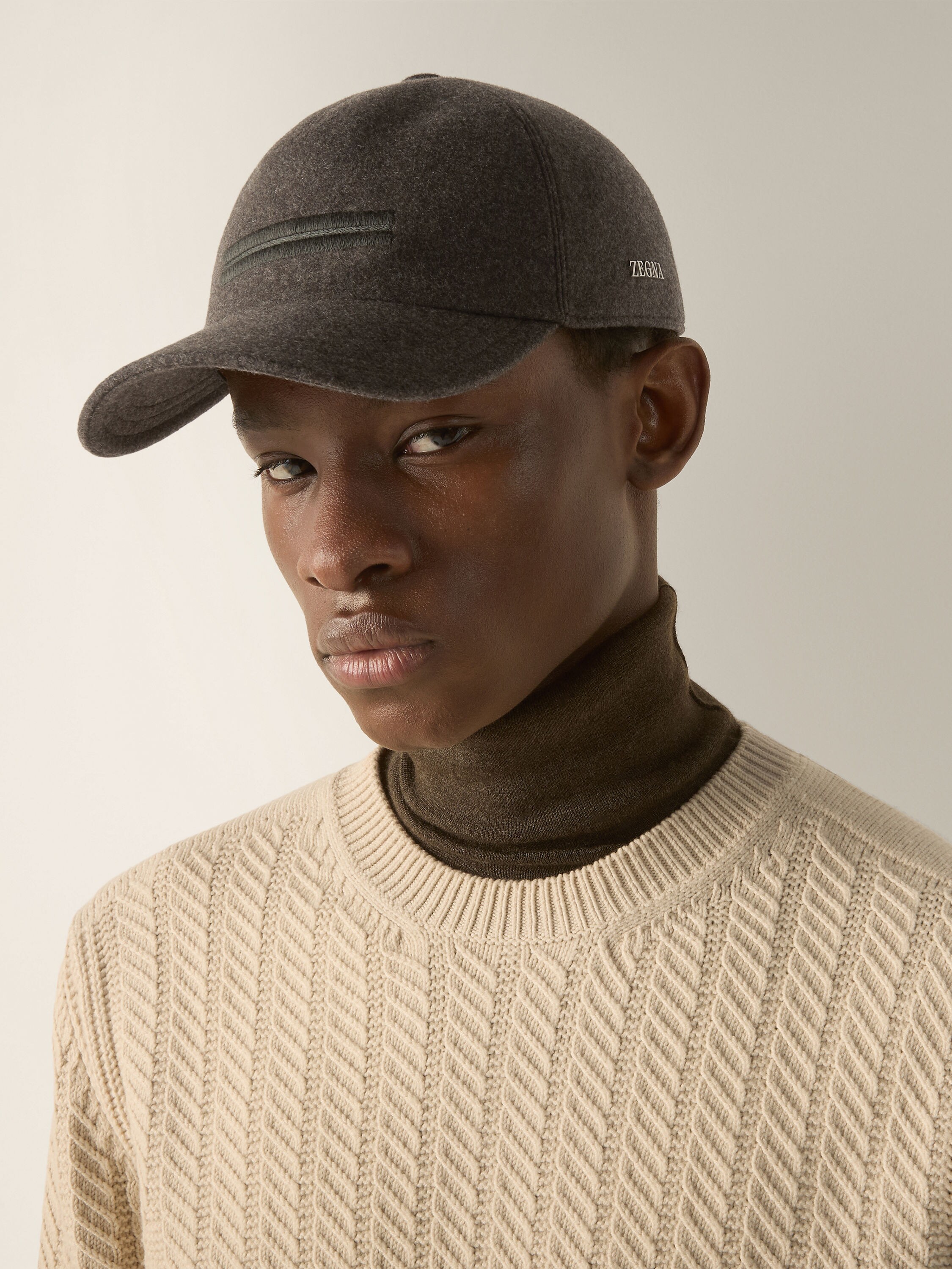 Green Mélange Oasi Cashmere Baseball Cap Product detail photo #2