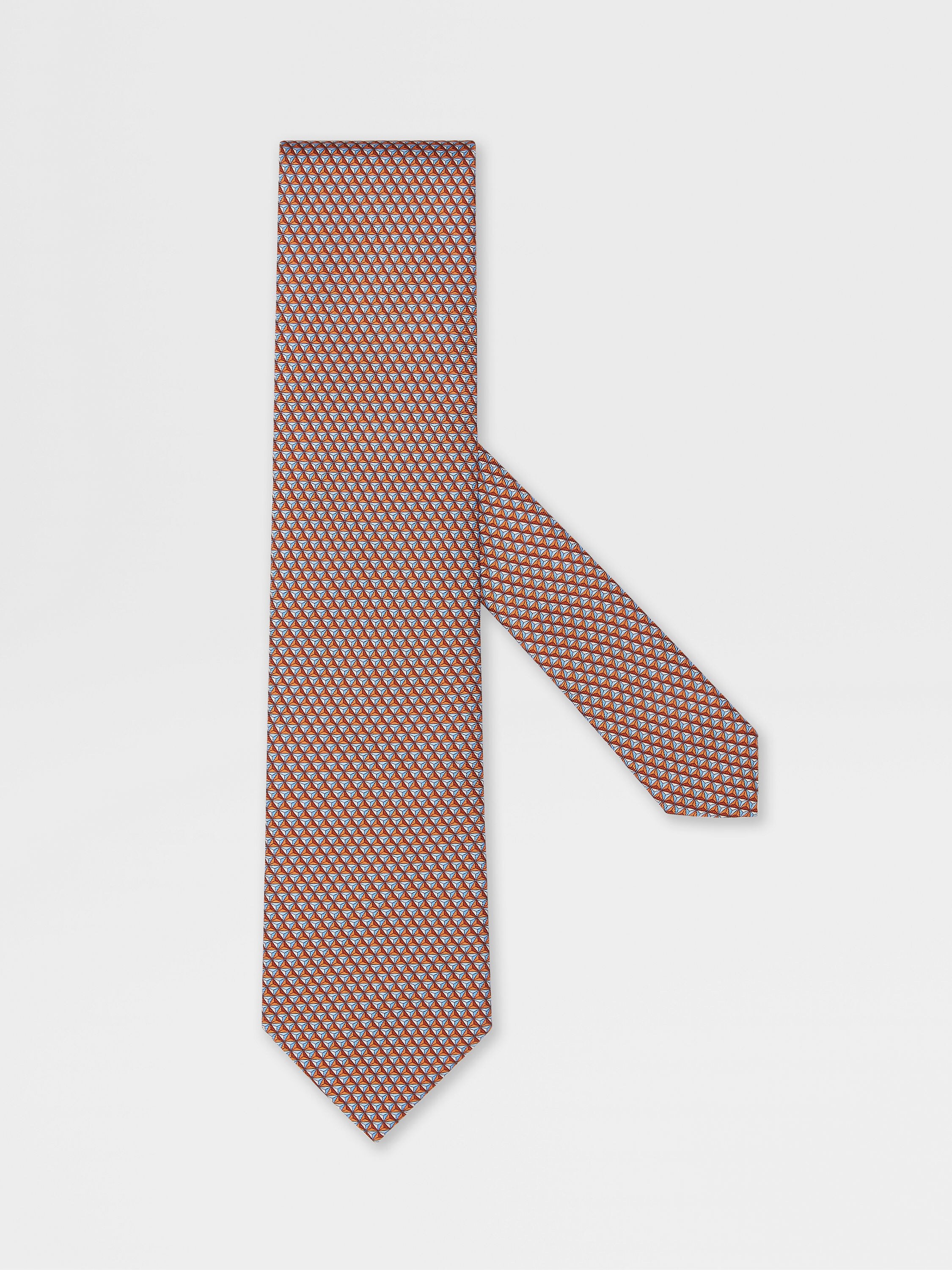 橙色彩绘桑蚕丝领带