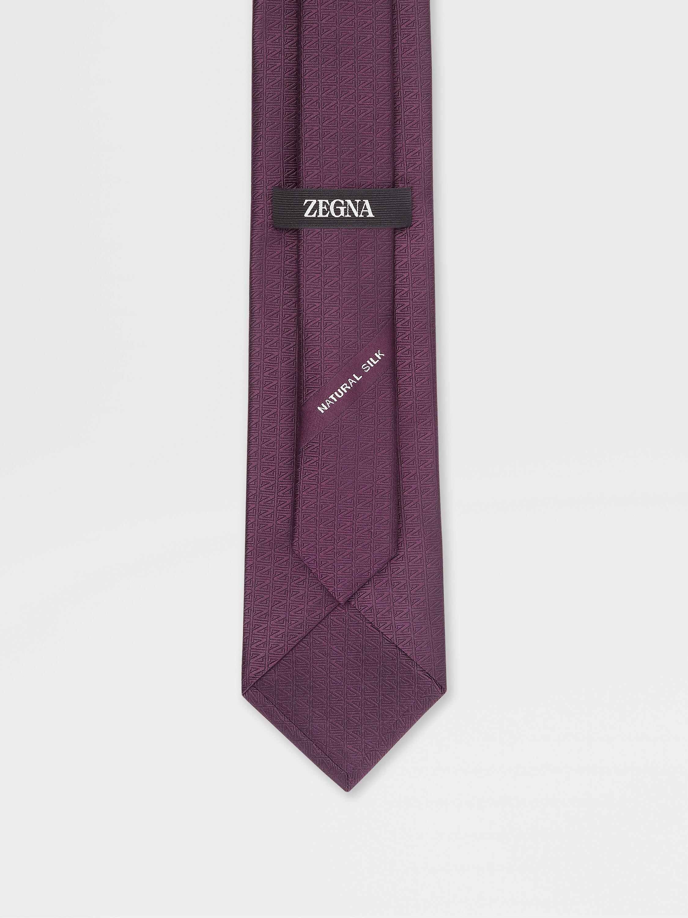 Violet Zegna Logo Natural Silk Tie Product detail photo #2