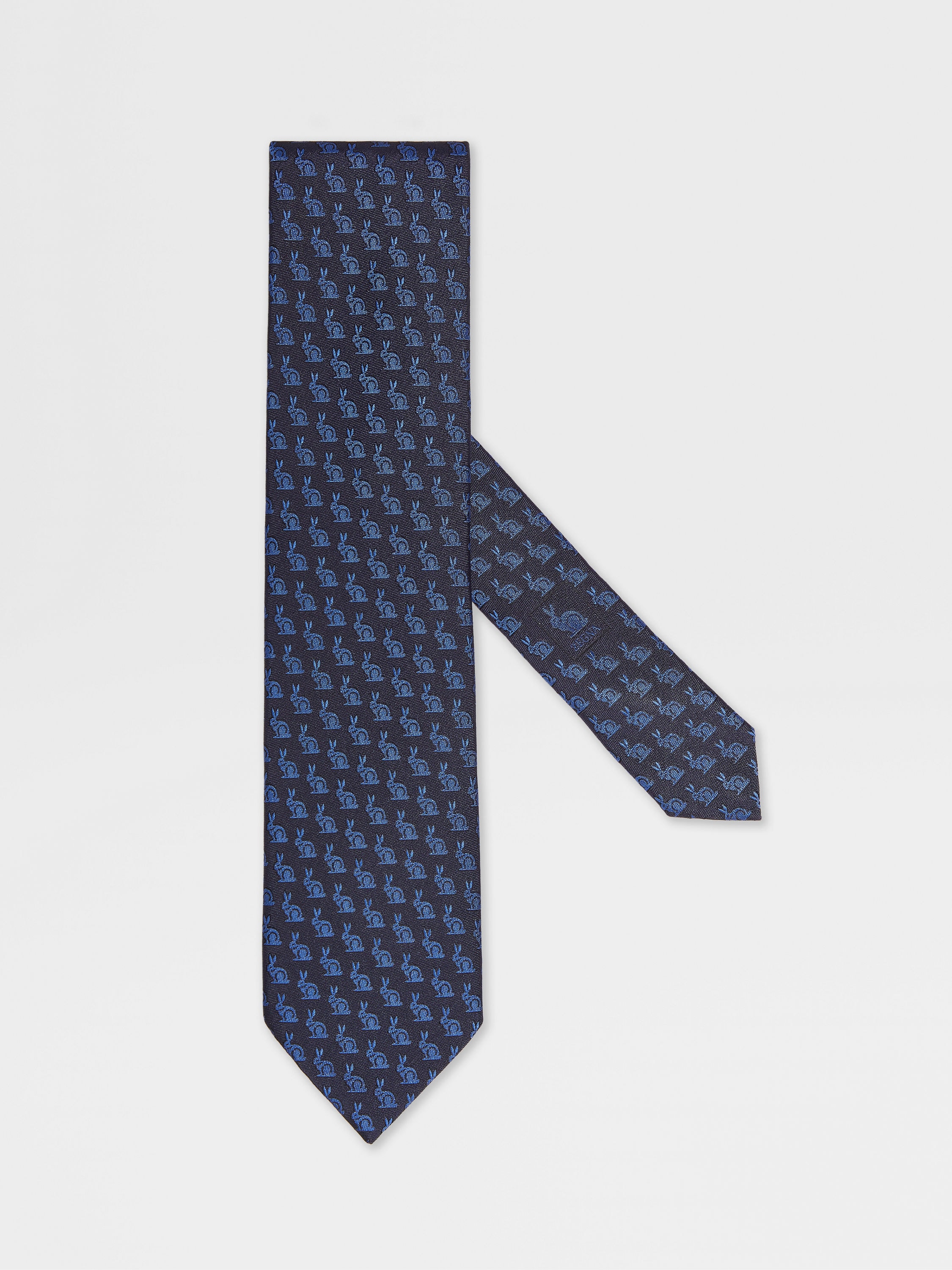 蓝色桑蚕丝领带