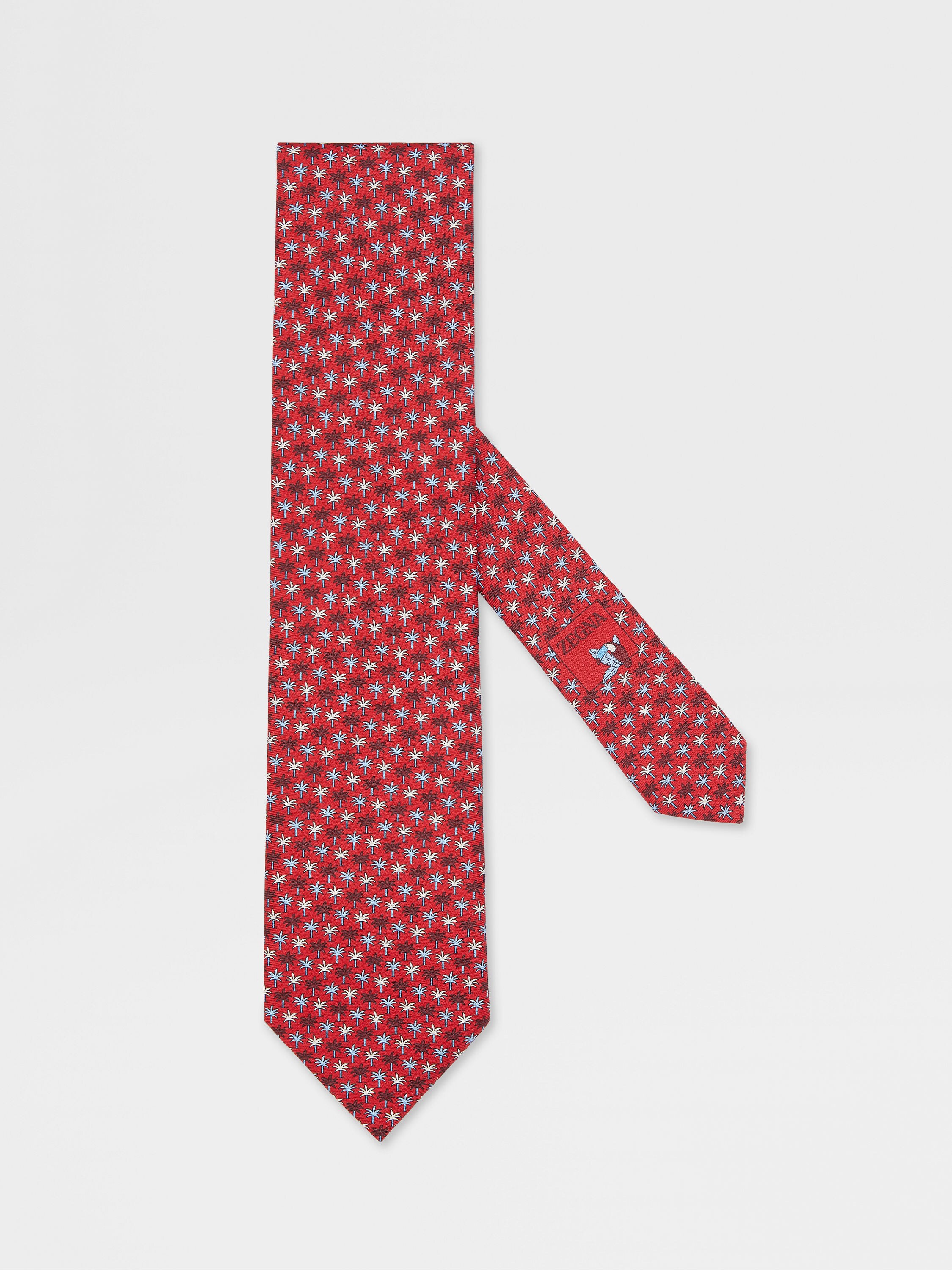 红色桑蚕丝印花领带