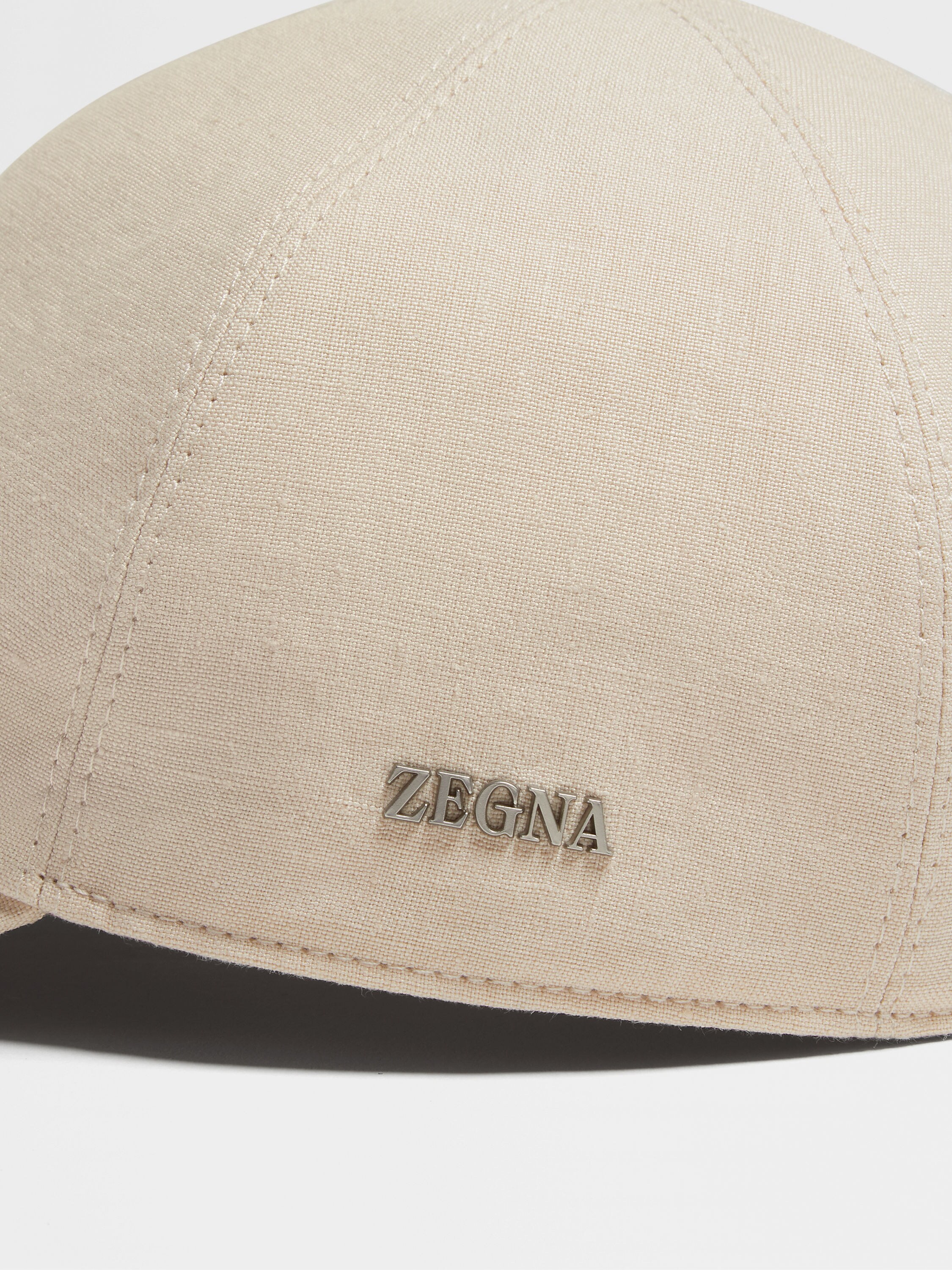 Light Beige Oasi Lino Baseball Cap Product detail photo #1
