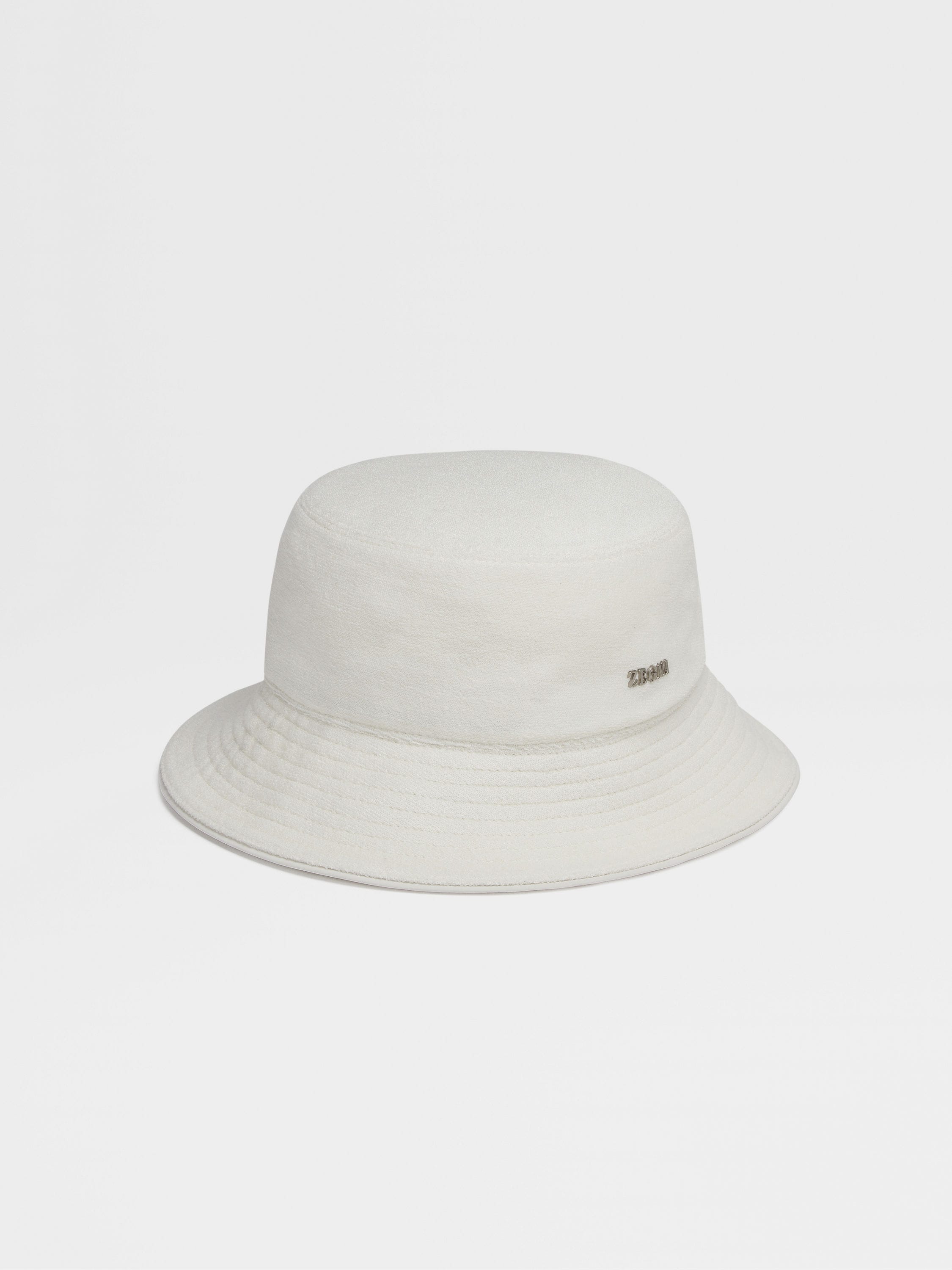 Dust White Cotton and Silk Bucket Hat