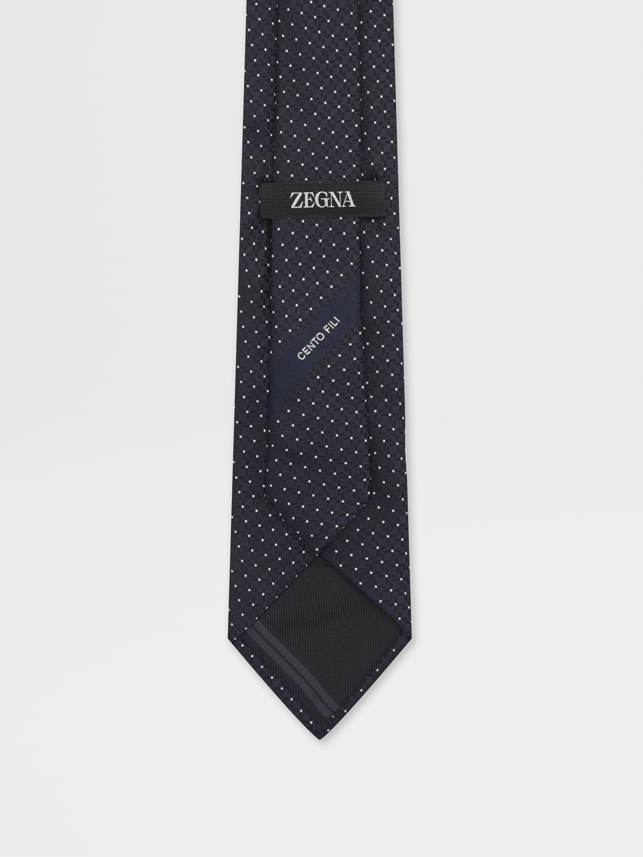 午夜蓝 CENTO FILI 桑蚕丝领带 产品细节图 #2