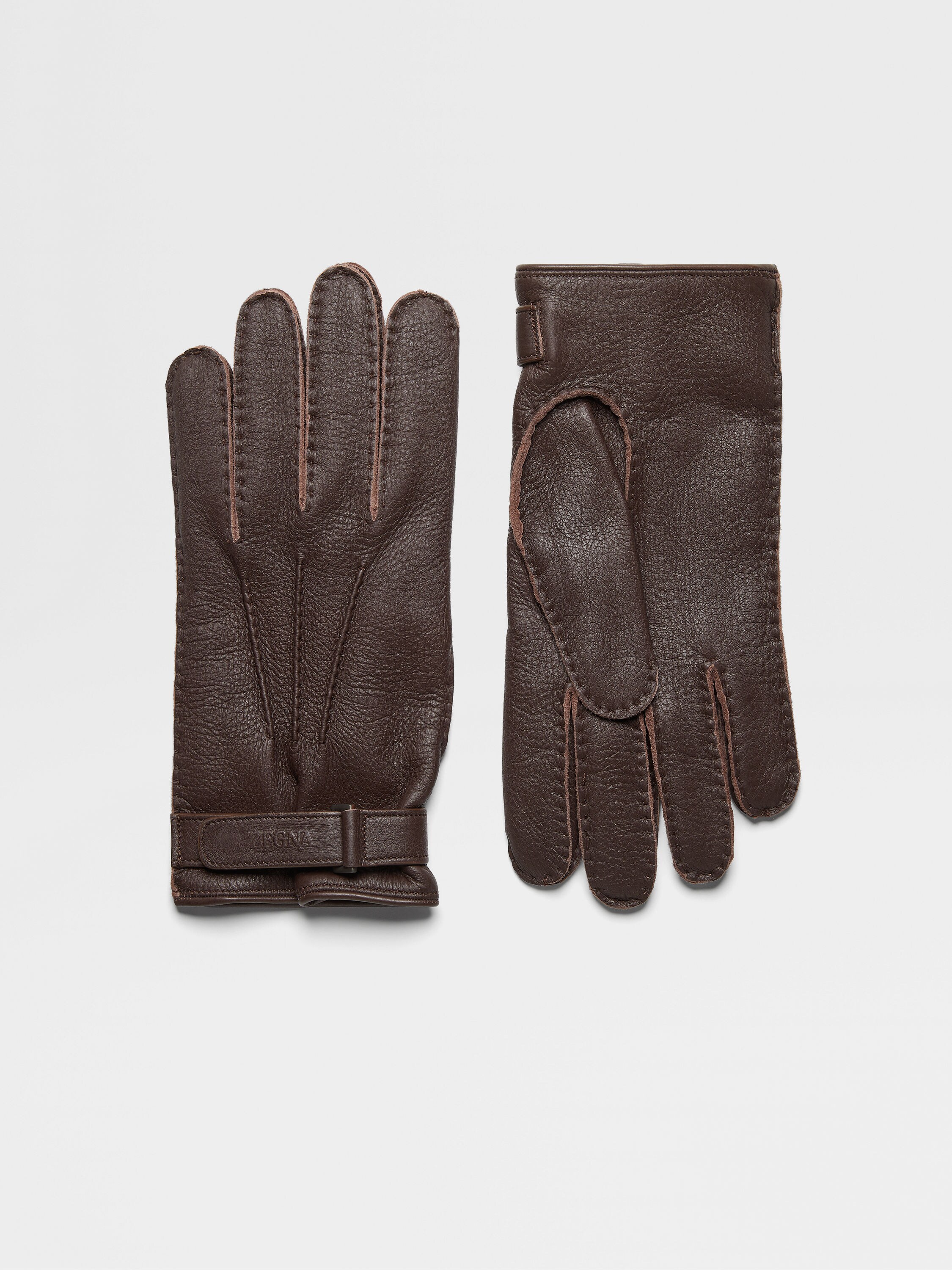Dark Brown Peccary Leather Gloves Main product photo
