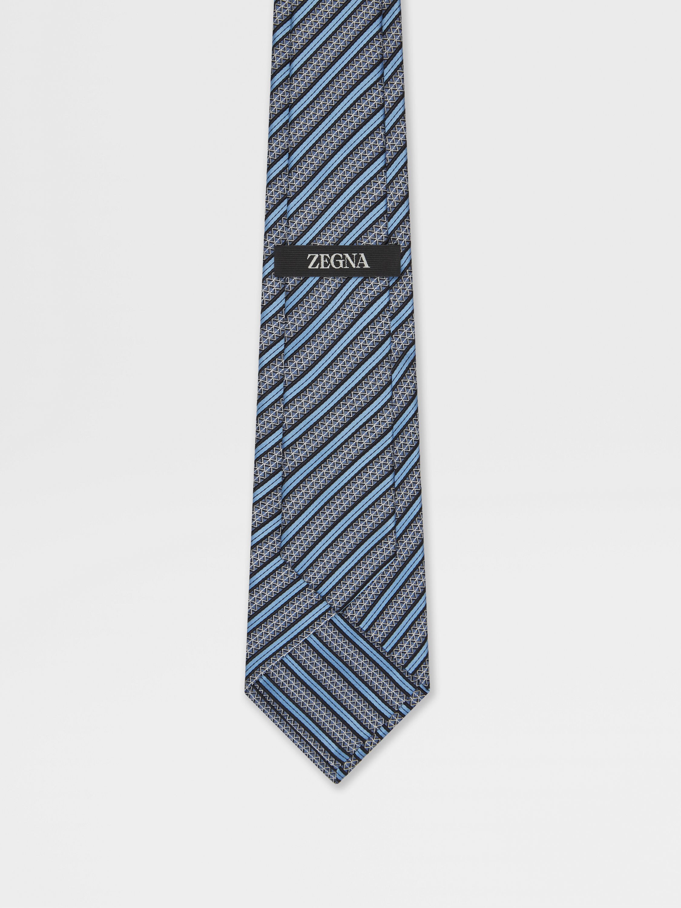 Light Blue Silk and Cotton Tie Product detail photo #2
