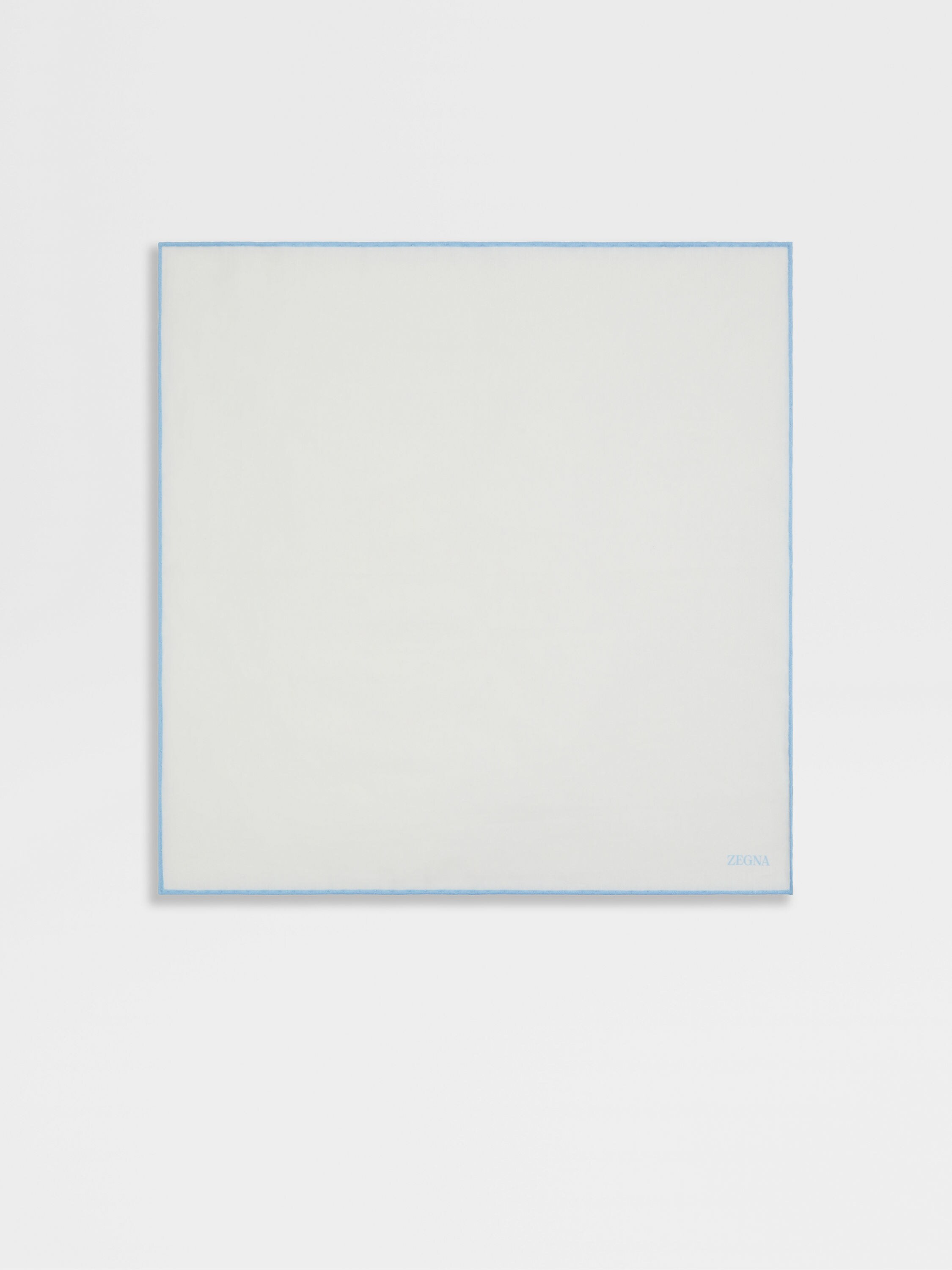 浅蓝色棉及桑蚕丝混纺口袋巾 产品细节图 #2